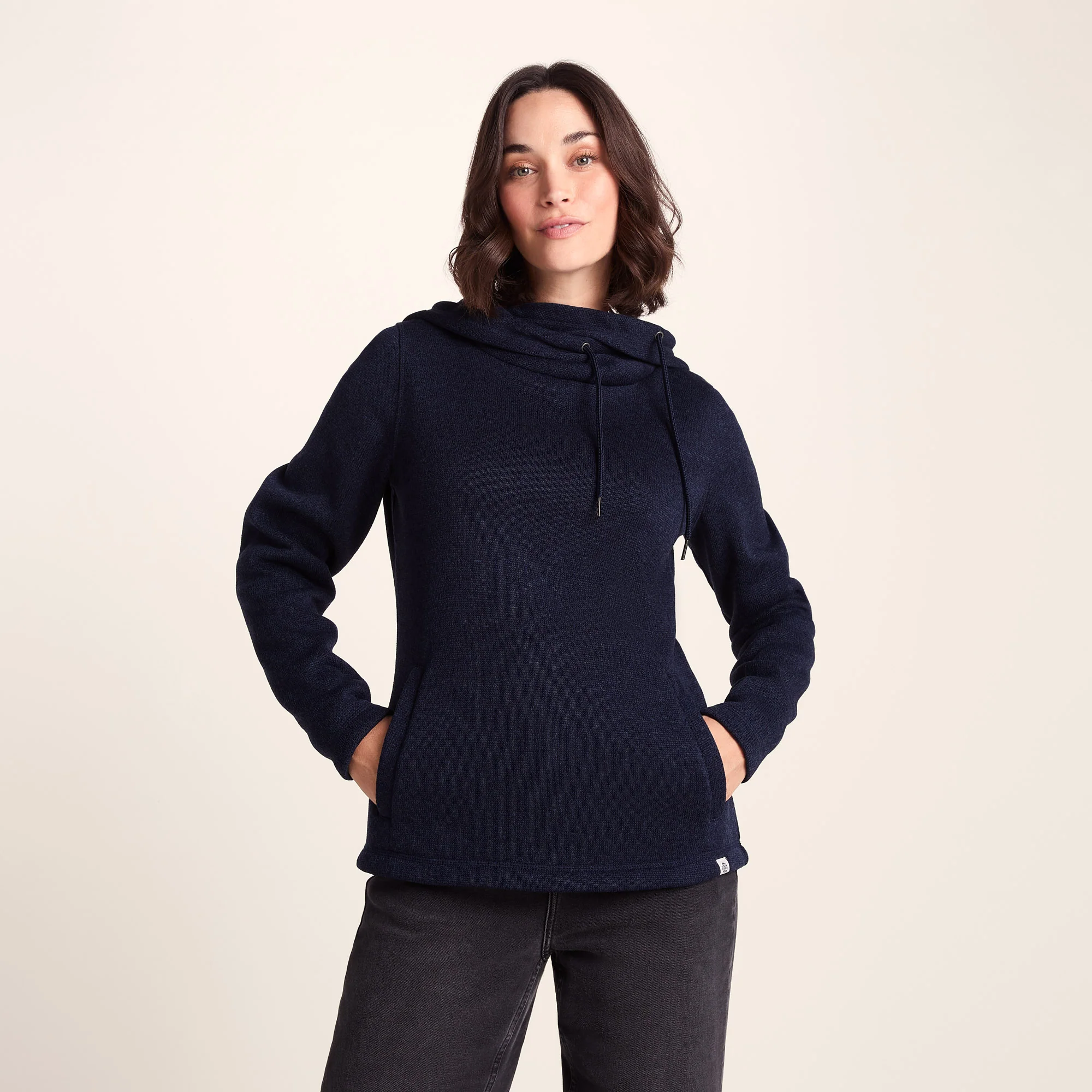 Acer Womens Oversized Supersoft Knitlook Fleece Hoody - Oxford Blue Marl