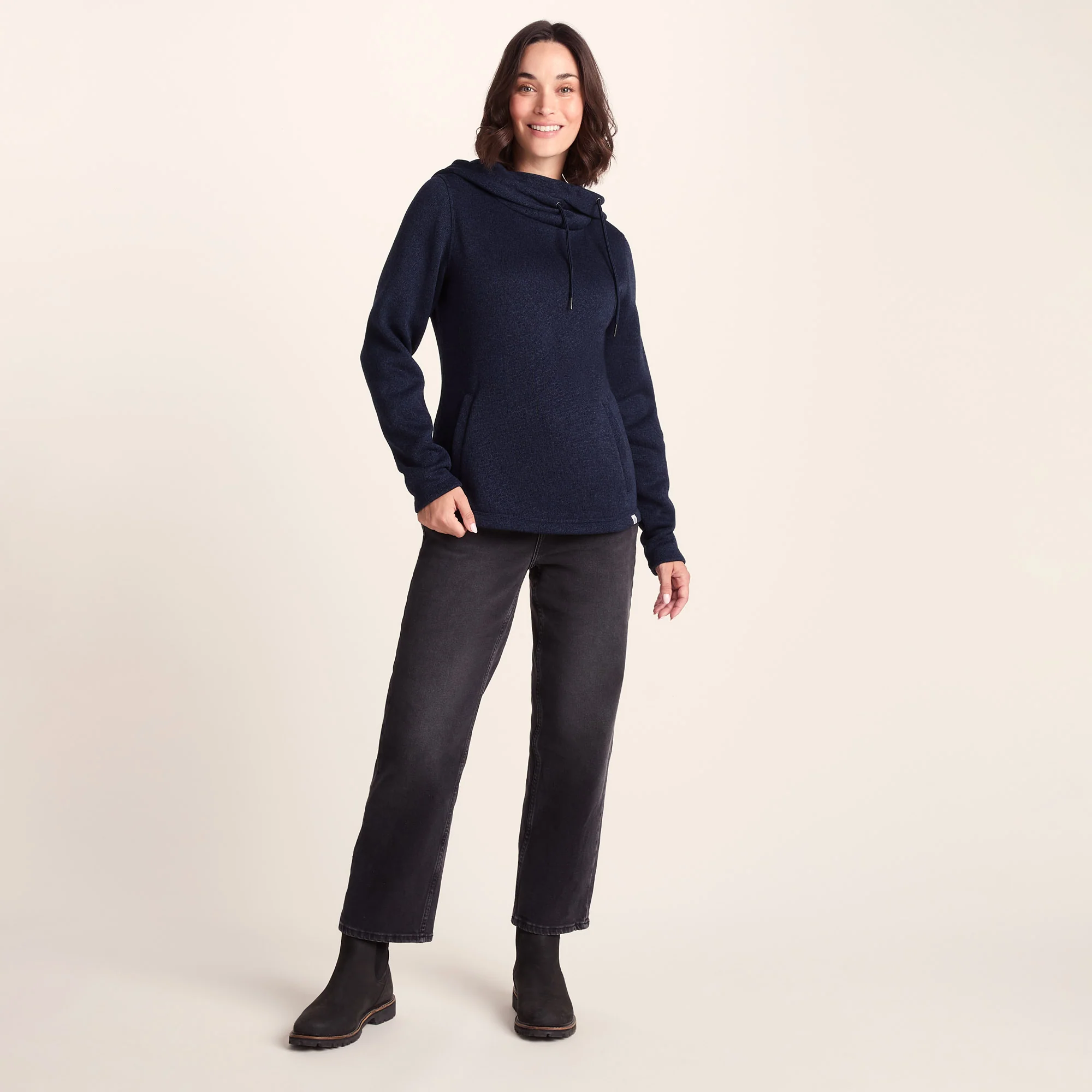 Acer Womens Oversized Supersoft Knitlook Fleece Hoody - Oxford Blue Marl - Image 2
