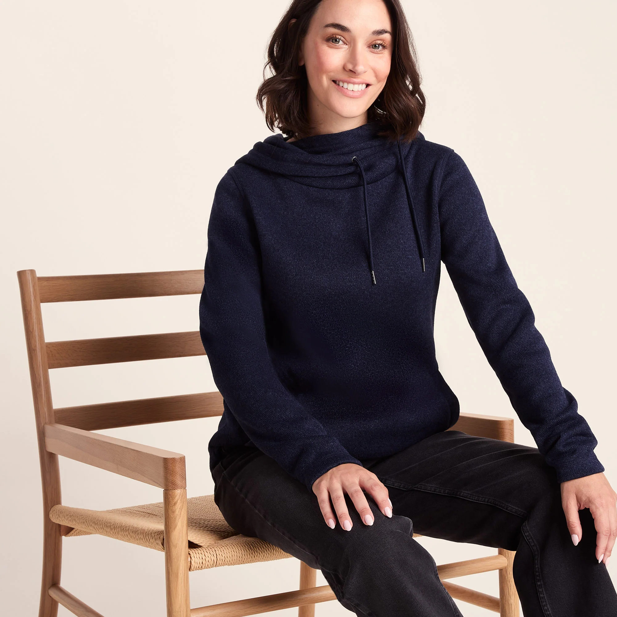 Acer Womens Oversized Supersoft Knitlook Fleece Hoody - Oxford Blue Marl - Image 4