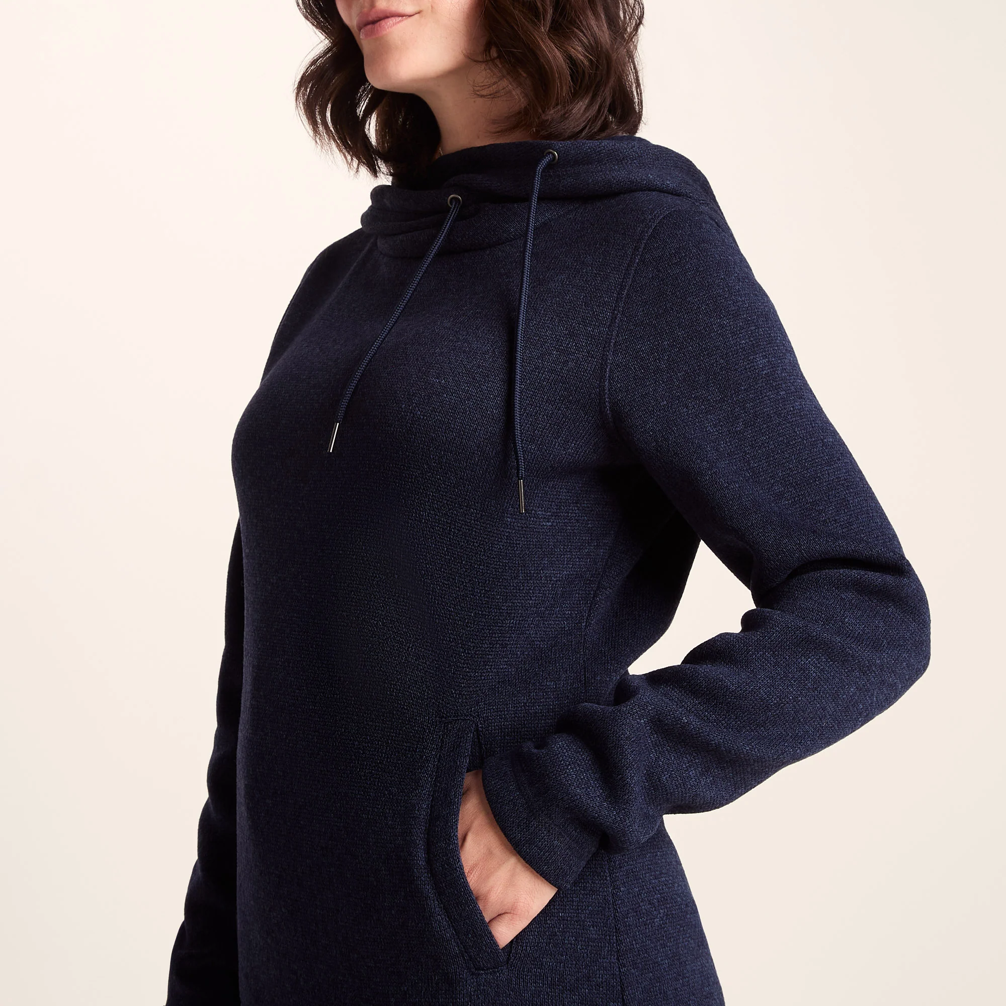 Acer Womens Oversized Supersoft Knitlook Fleece Hoody - Oxford Blue Marl - Image 5