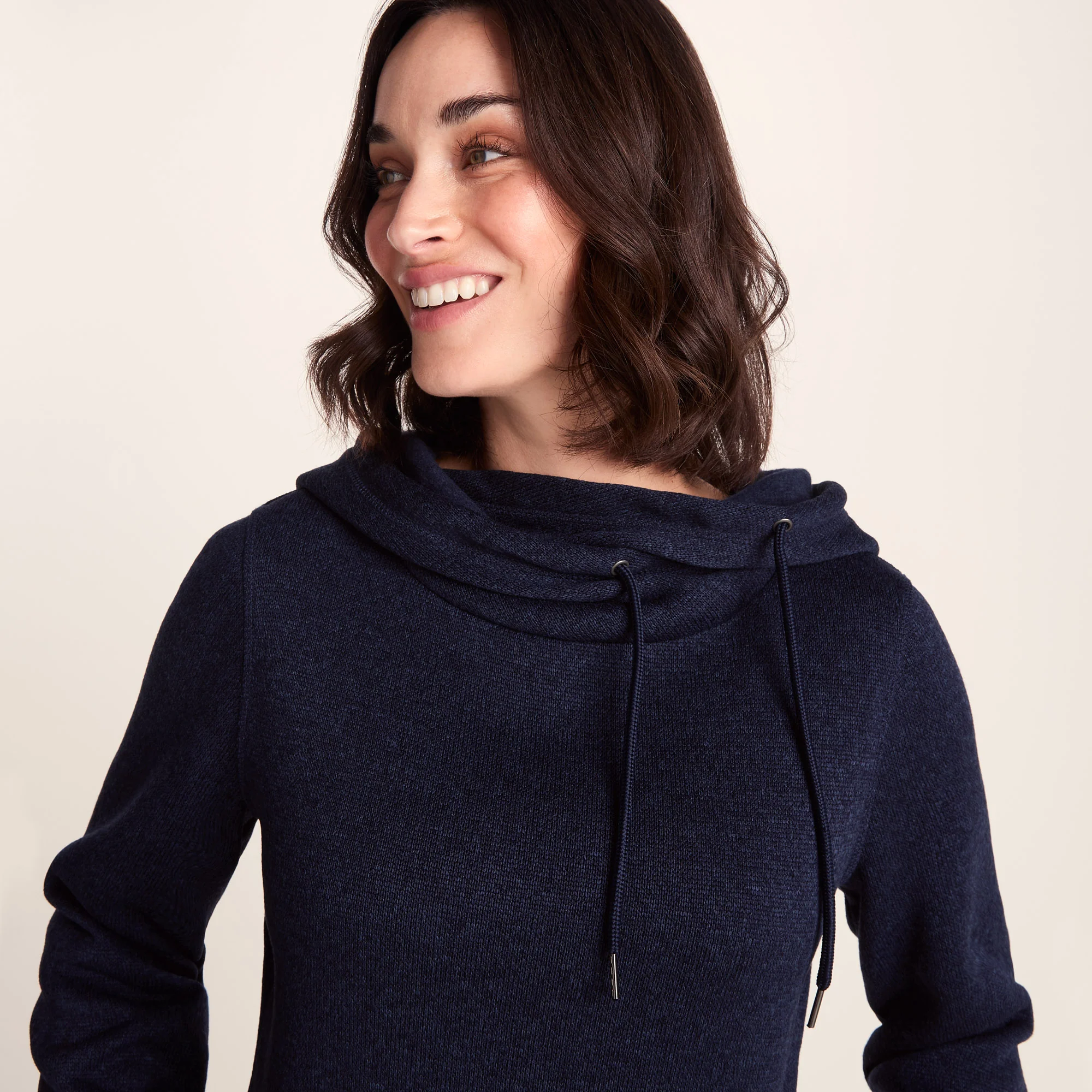 Acer Womens Oversized Supersoft Knitlook Fleece Hoody - Oxford Blue Marl - Image 6