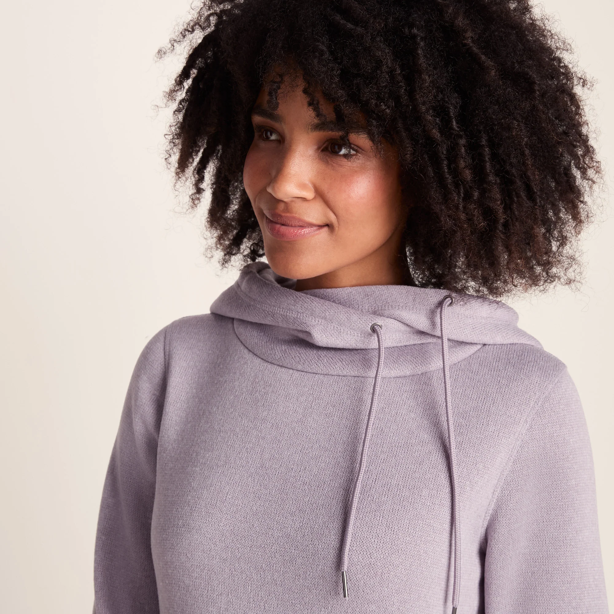 Acer Womens Oversized Supersoft Knitlook Fleece Hoody - Pale Lilac Marl - Image 4