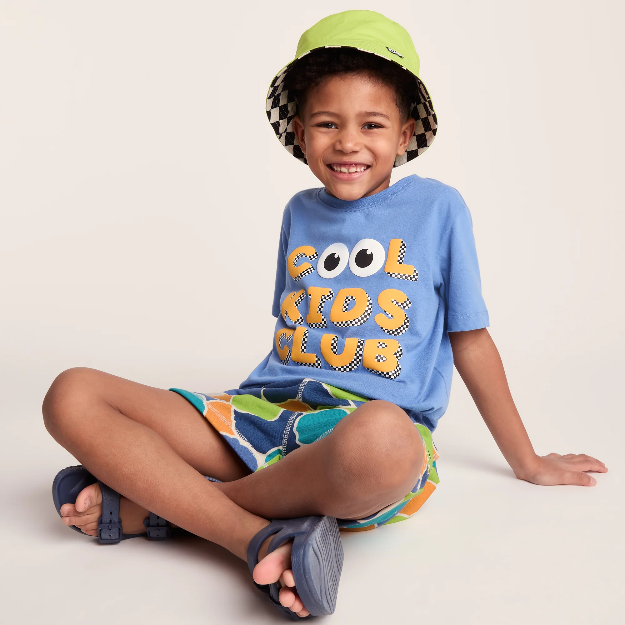 Afrino Kids Shaun the Sheep Sweatshort - Lime Cloud Print - Image 4