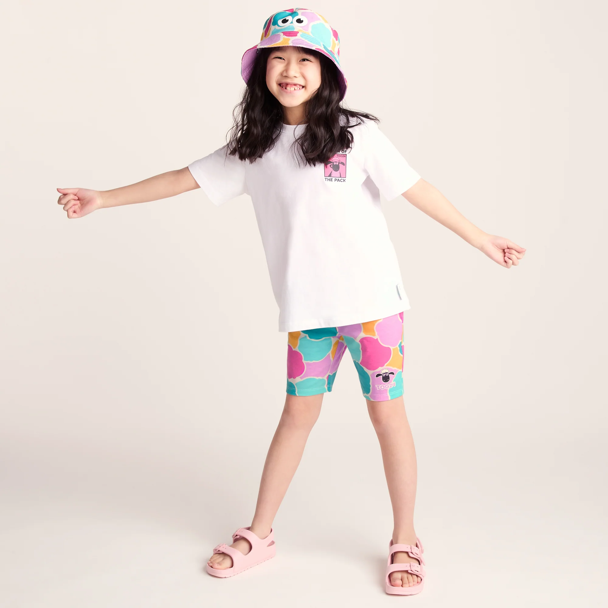 Altay Kids Shaun the Sheep Cycling Short - Pink Cloud Print - Image 2