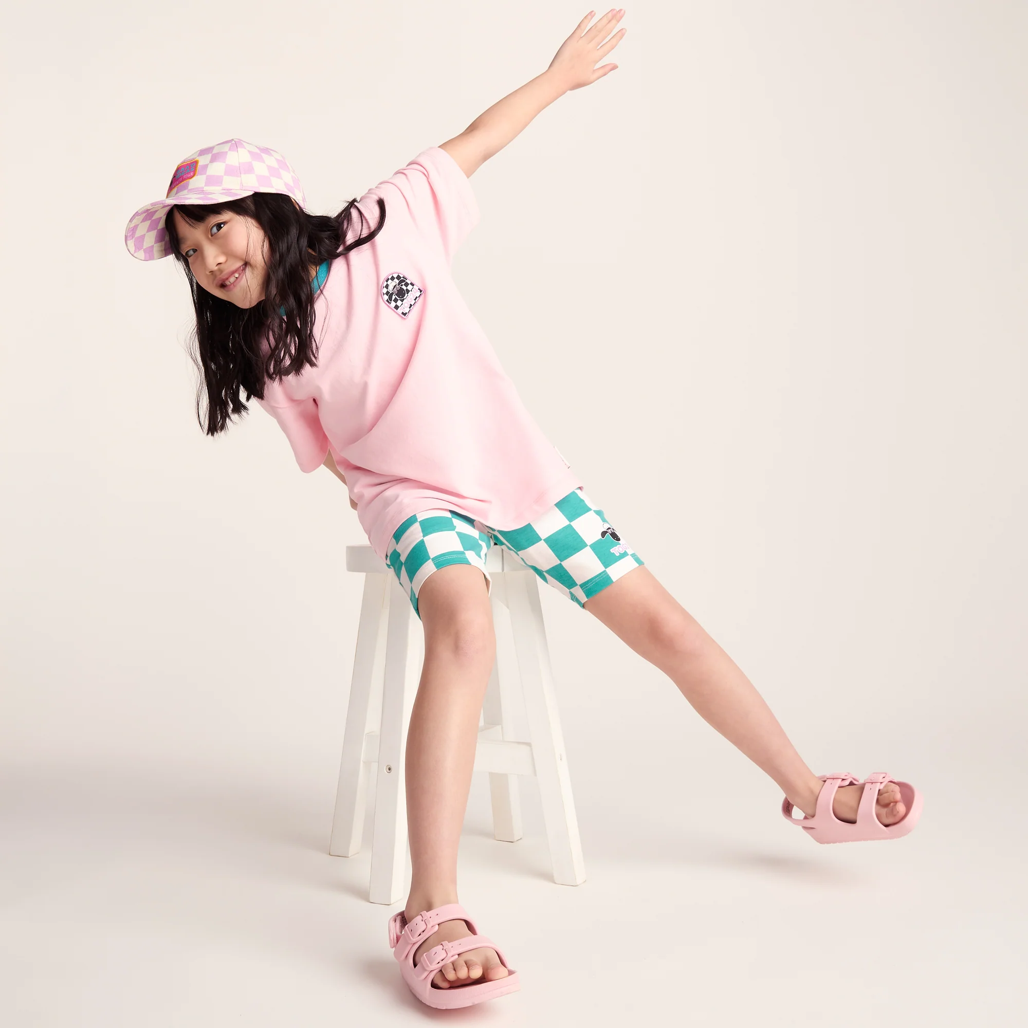Altay Kids Shaun the Sheep Cycling Short - Spearmint/Woolly Checkerboard - Image 5