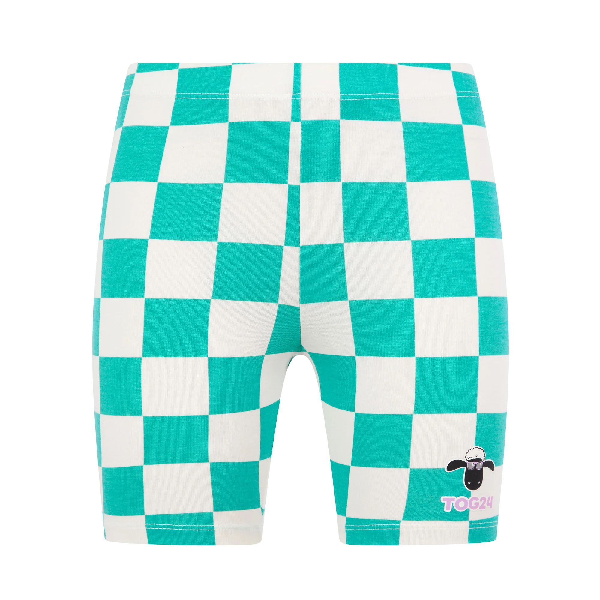 Altay Kids Shaun the Sheep Cycling Short - Spearmint/Woolly Checkerboard - Image 6