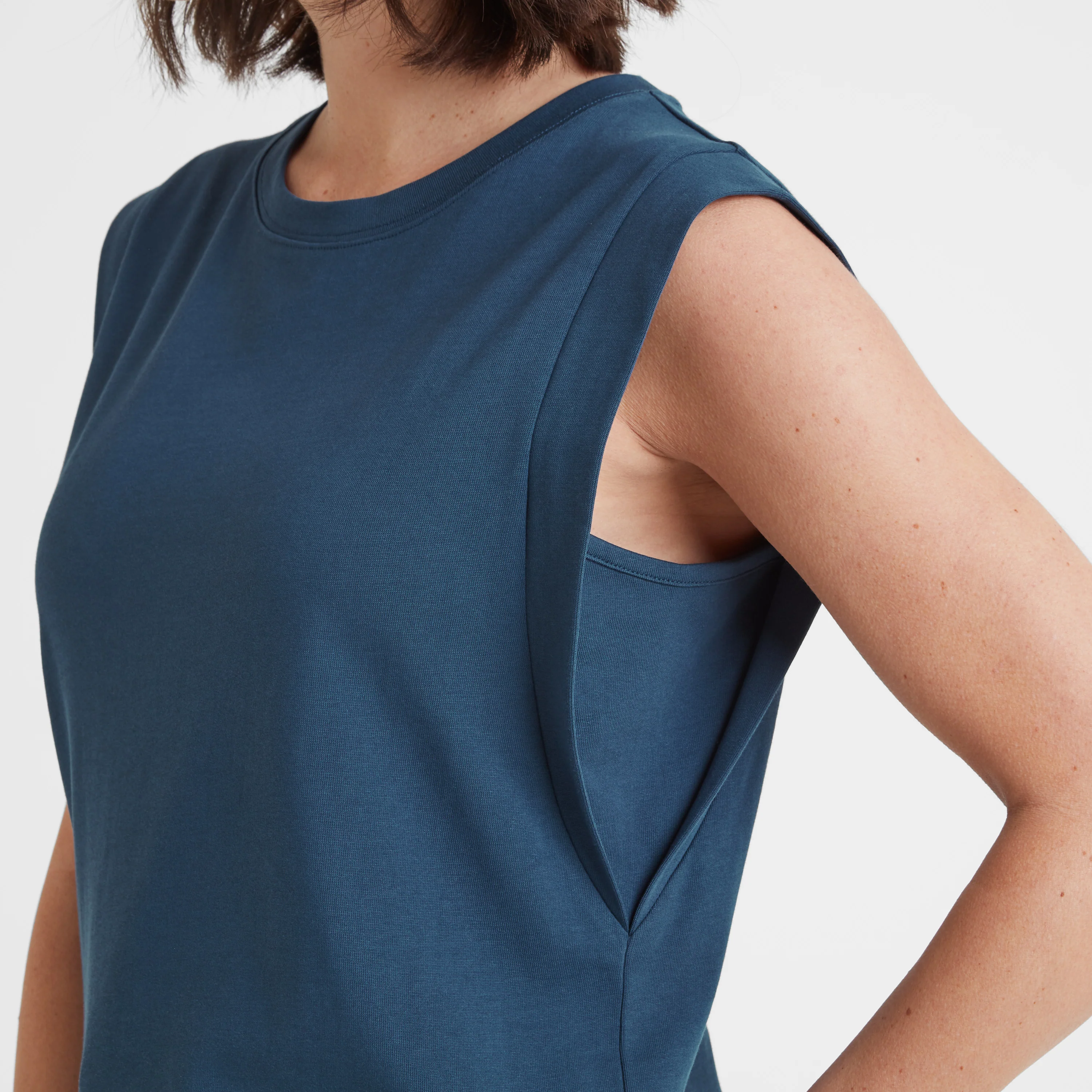 April Womens 100% Cotton Supersoft Boxy Fit Vest - Dark Denim - Image 5