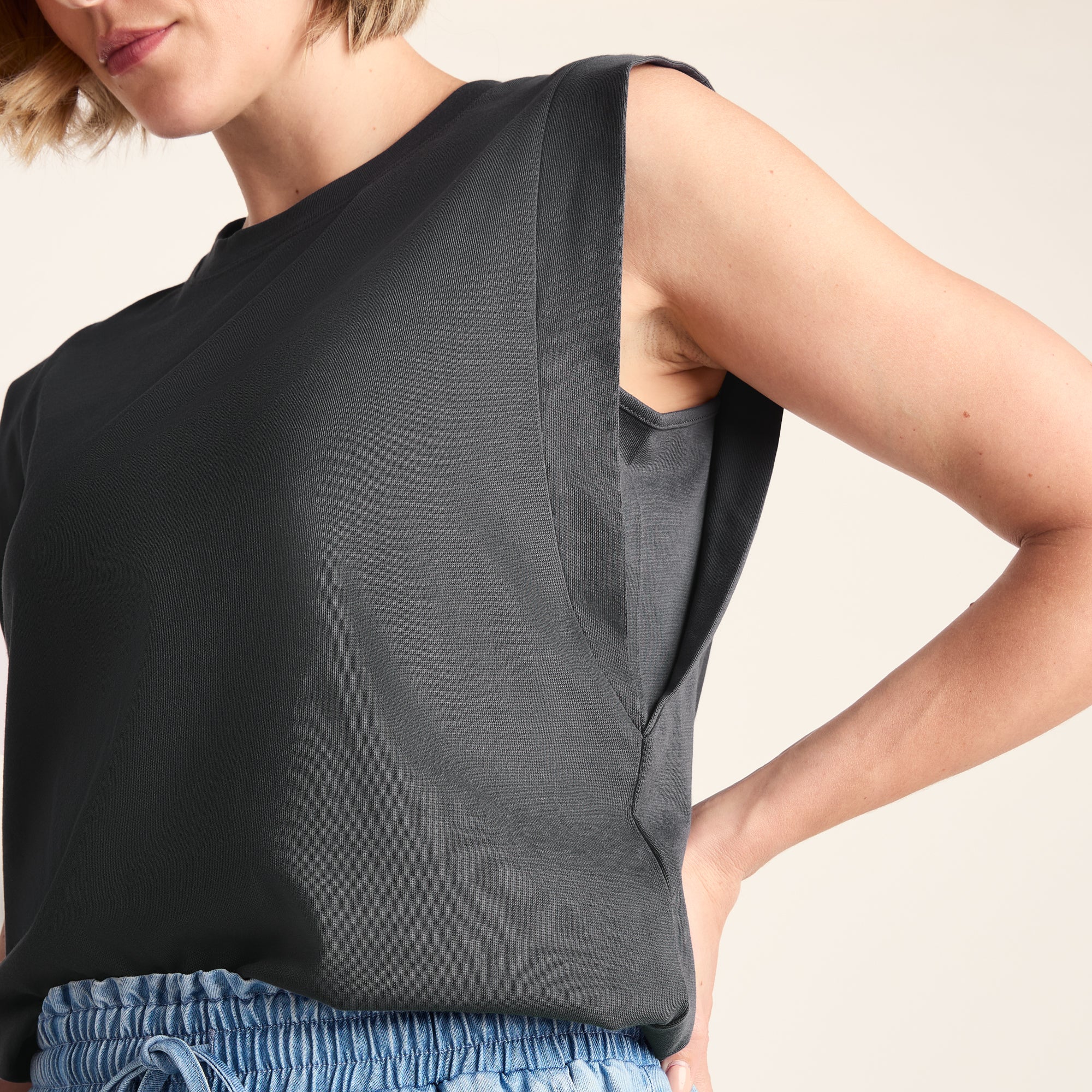 April Womens 100% Cotton Supersoft Boxy Fit Vest - Deep Slate - Image 6