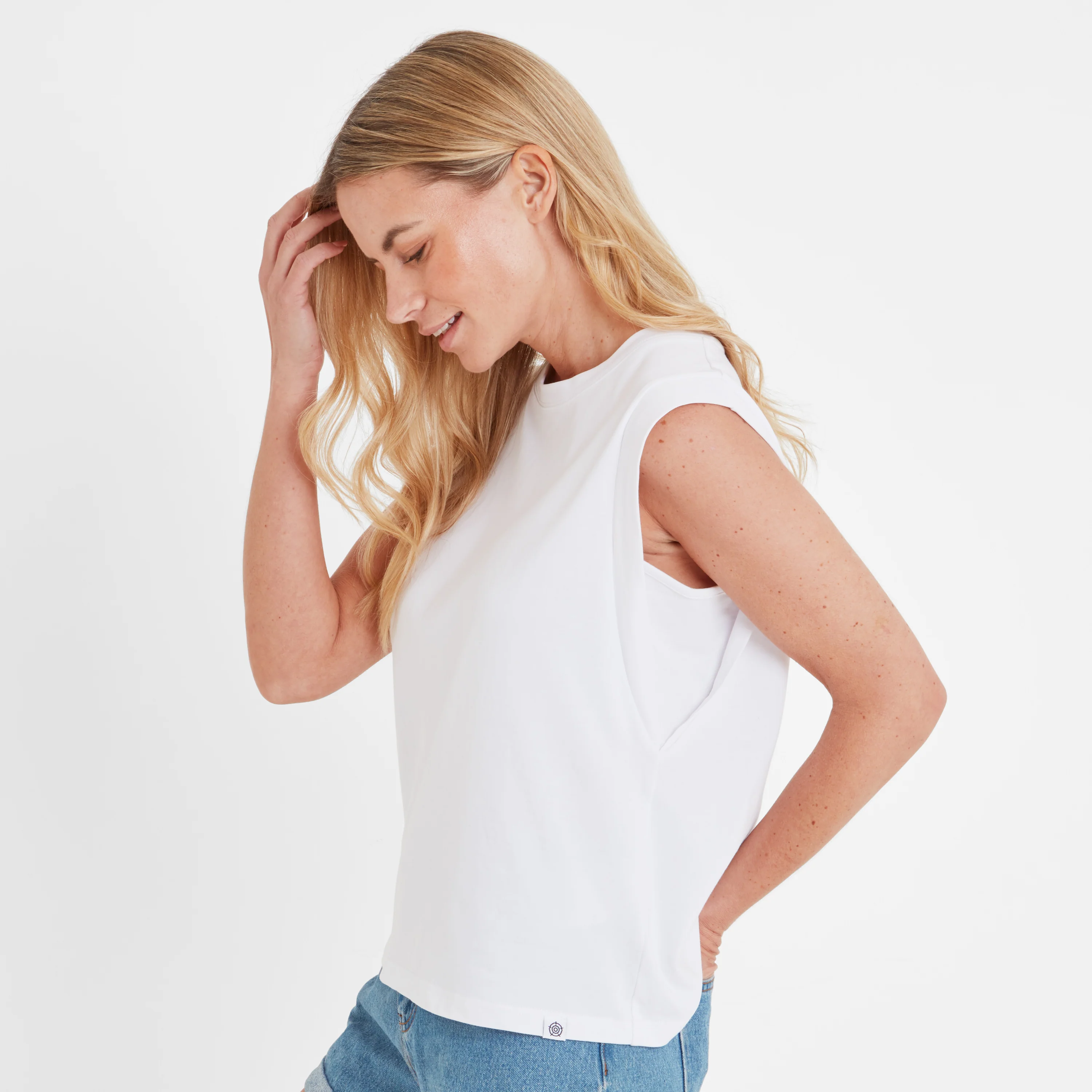April Womens 100% Cotton Supersoft Boxy Fit Vest - Optic White - Image 2