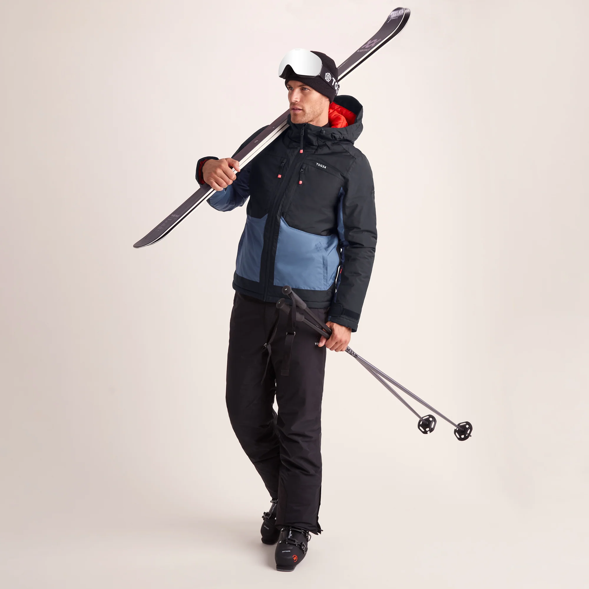 Avoriaz Mens Performance Waterproof Insulated Ski Jacket - Black/Fjord Blue - Image 5