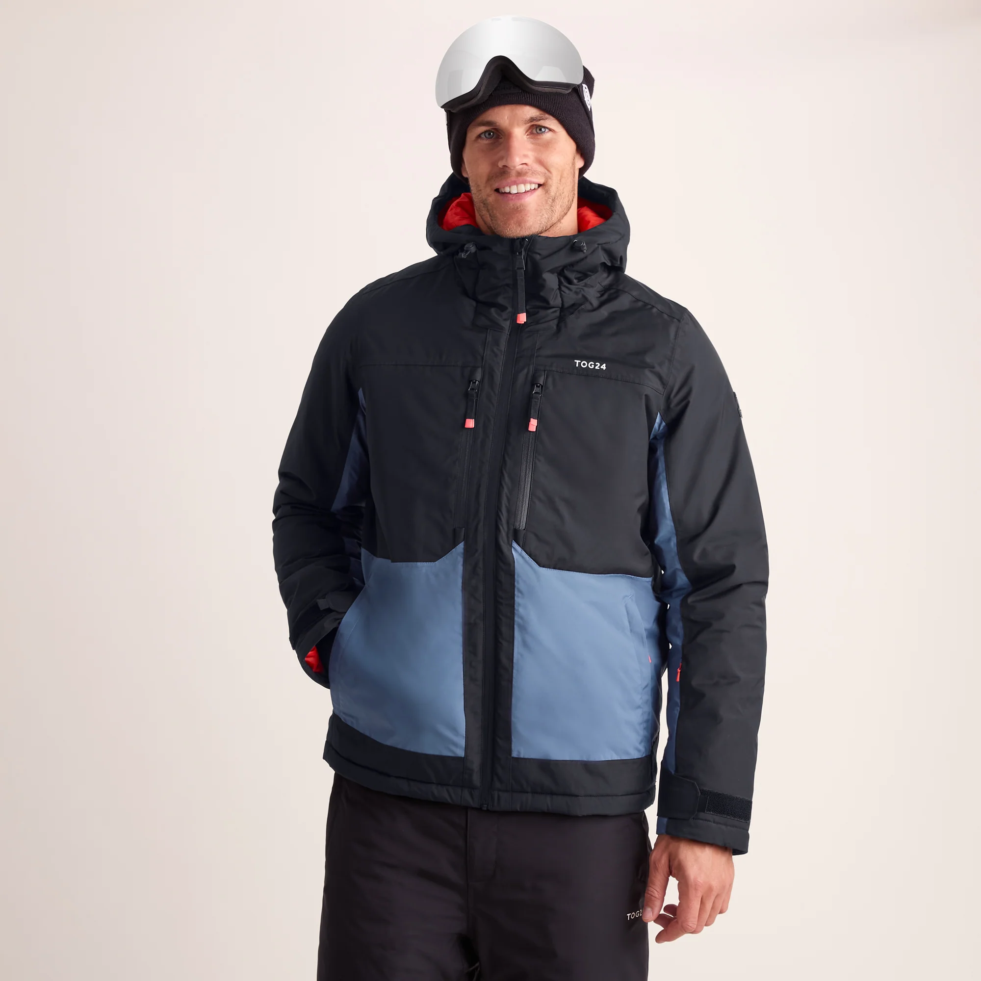 Avoriaz Mens Performance Waterproof Insulated Ski Jacket - Black/Fjord Blue - Image 7