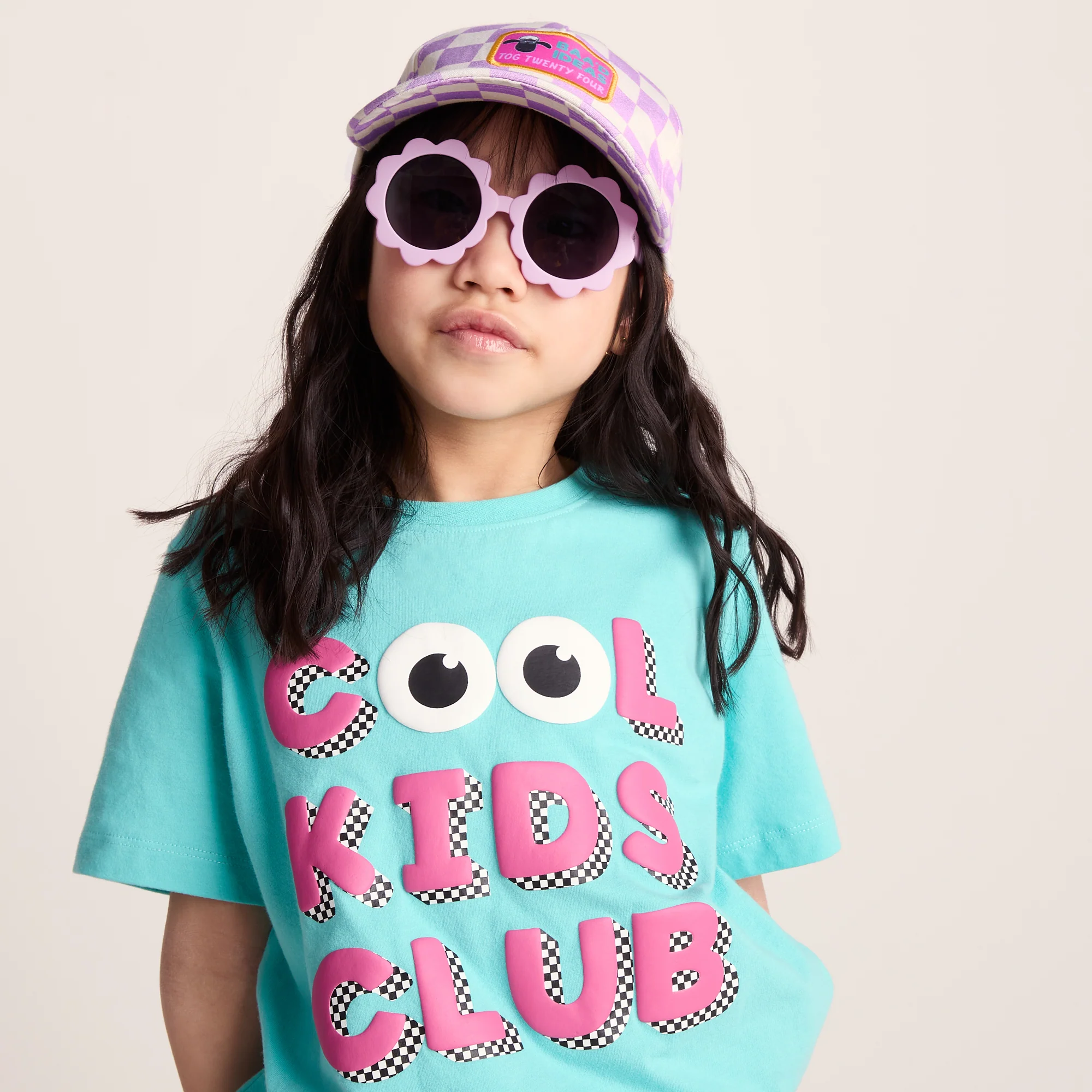 Bardoka Kids Shaun the Sheep Baseball Cap - Lilac Haze/White Checkerboard - Image 3