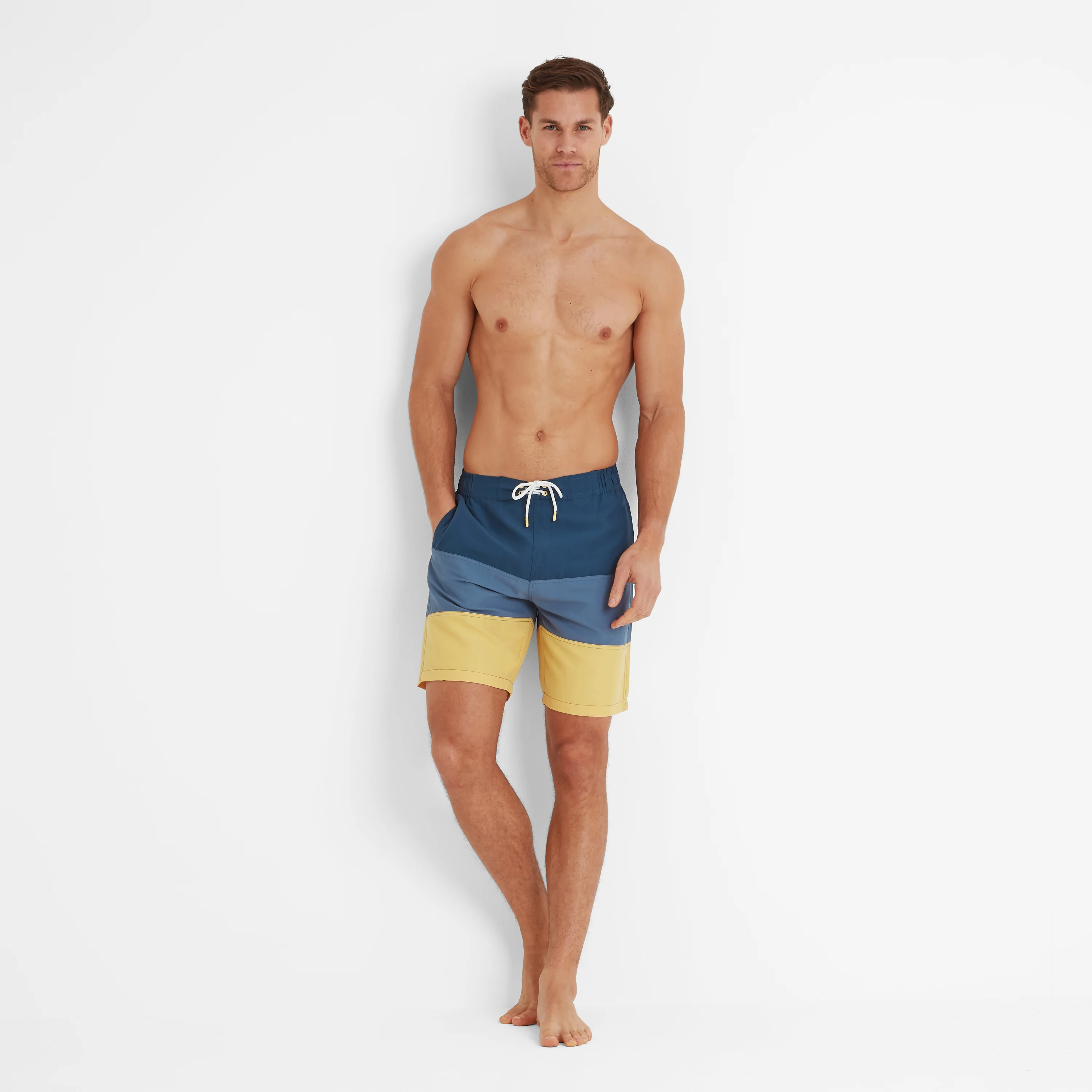 Bendon Mens Swimshorts - Inky Blue/Blue Dolphin/Sunflower - Image 3