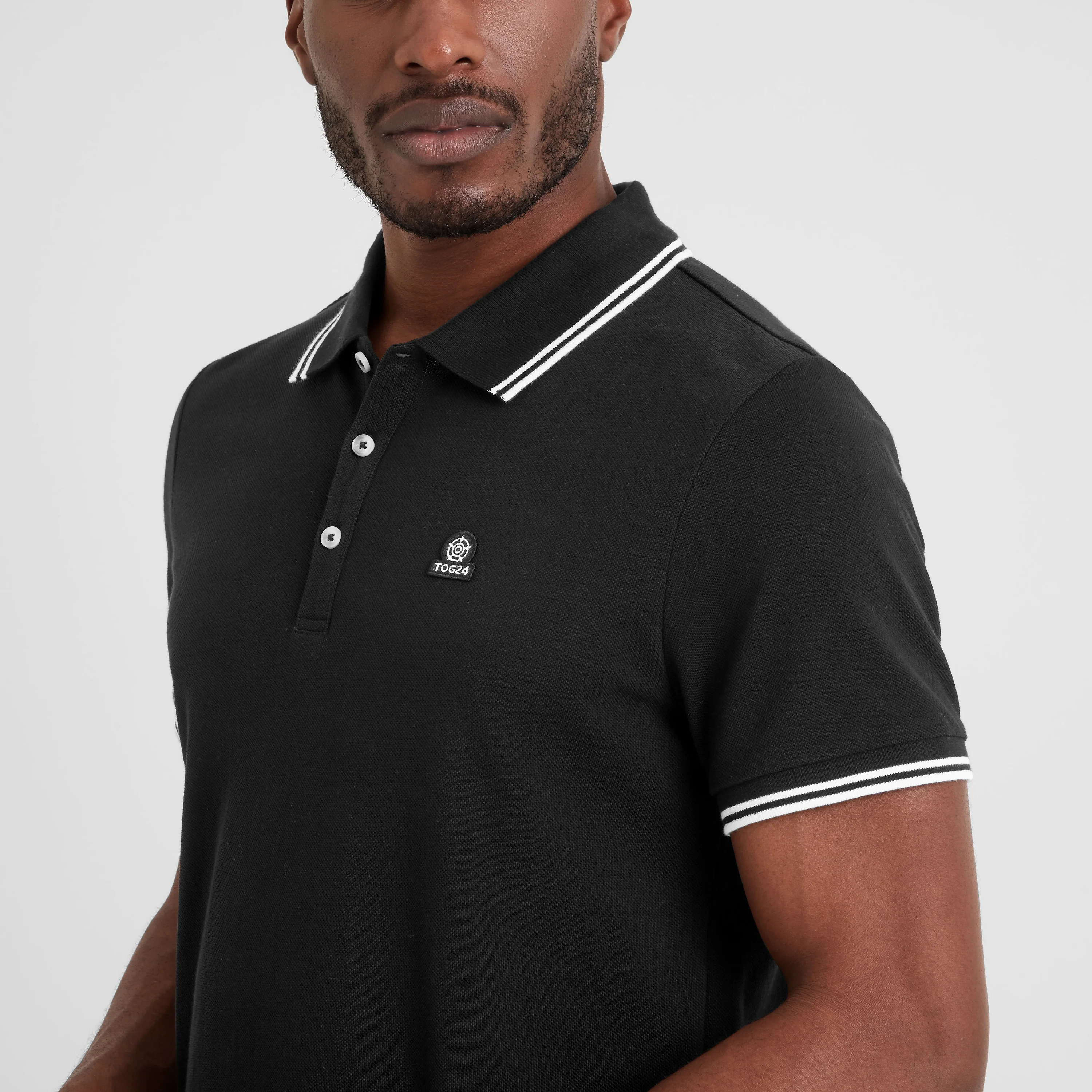 Biston Mens 100% Cotton Pique Polo Shirt - Black - Image 2