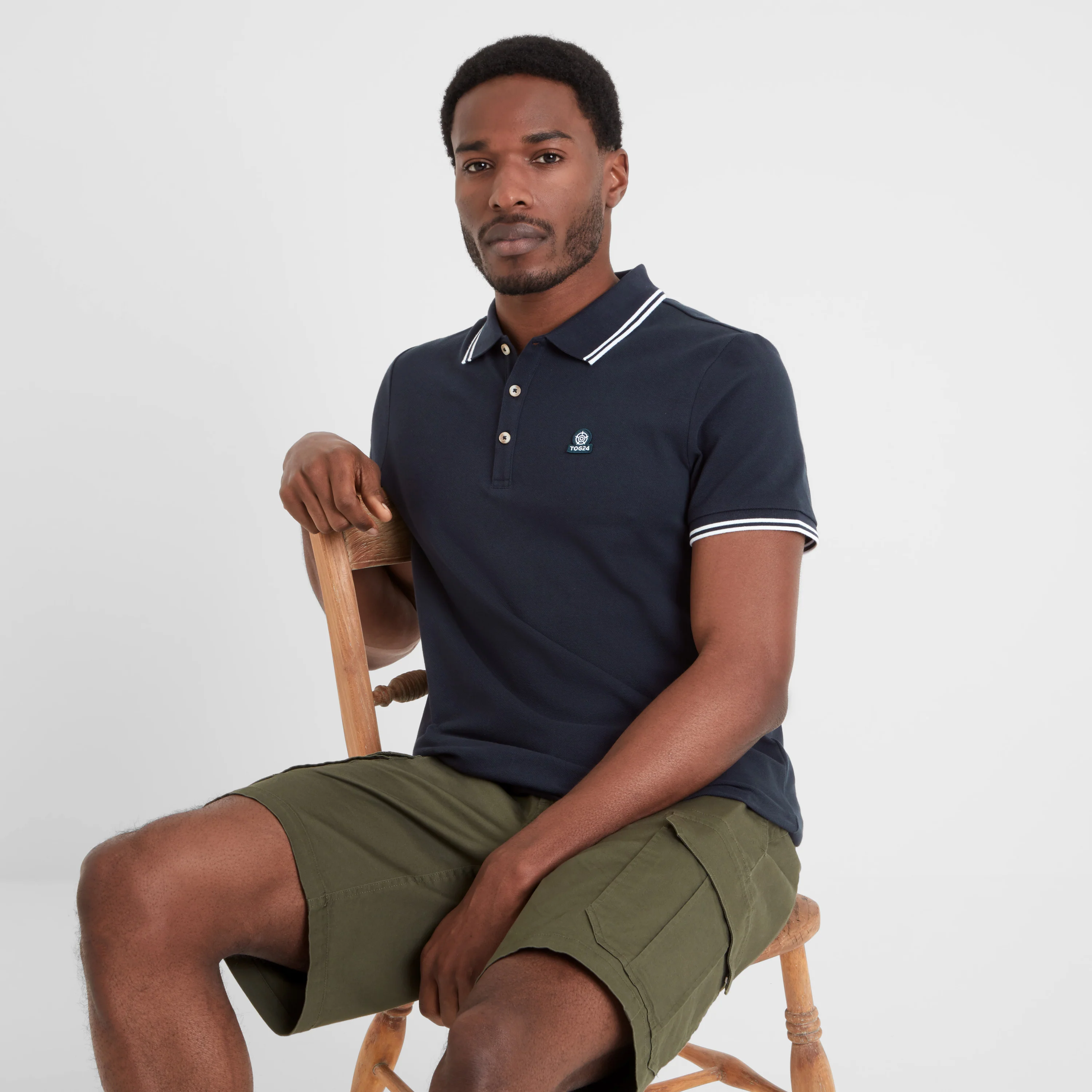 Biston Mens 100% Cotton Pique Polo Shirt - Dark Indigo - Image 4