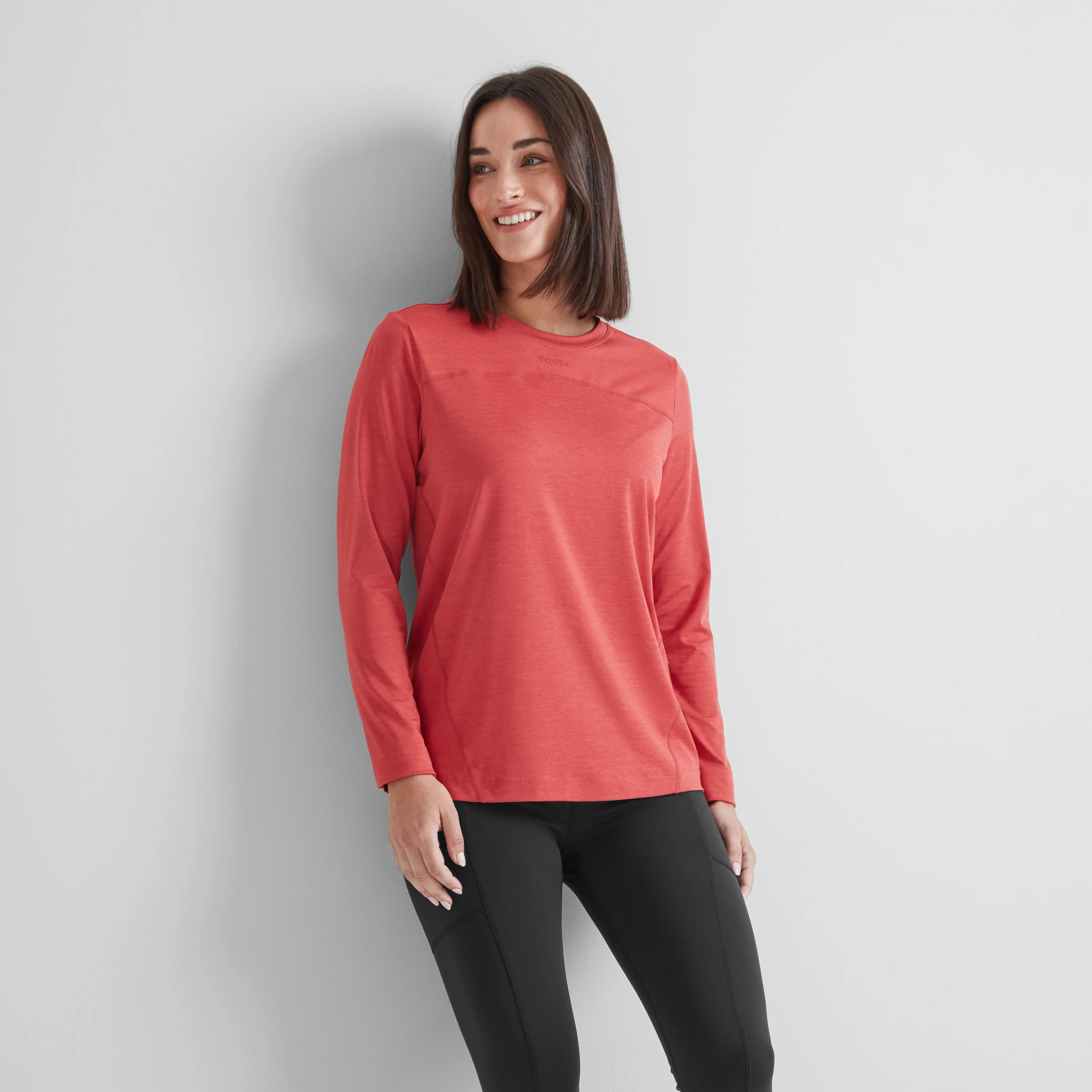 Blakely Womens Long Sleeve Performance Top - Cranberry Marl - Image 3