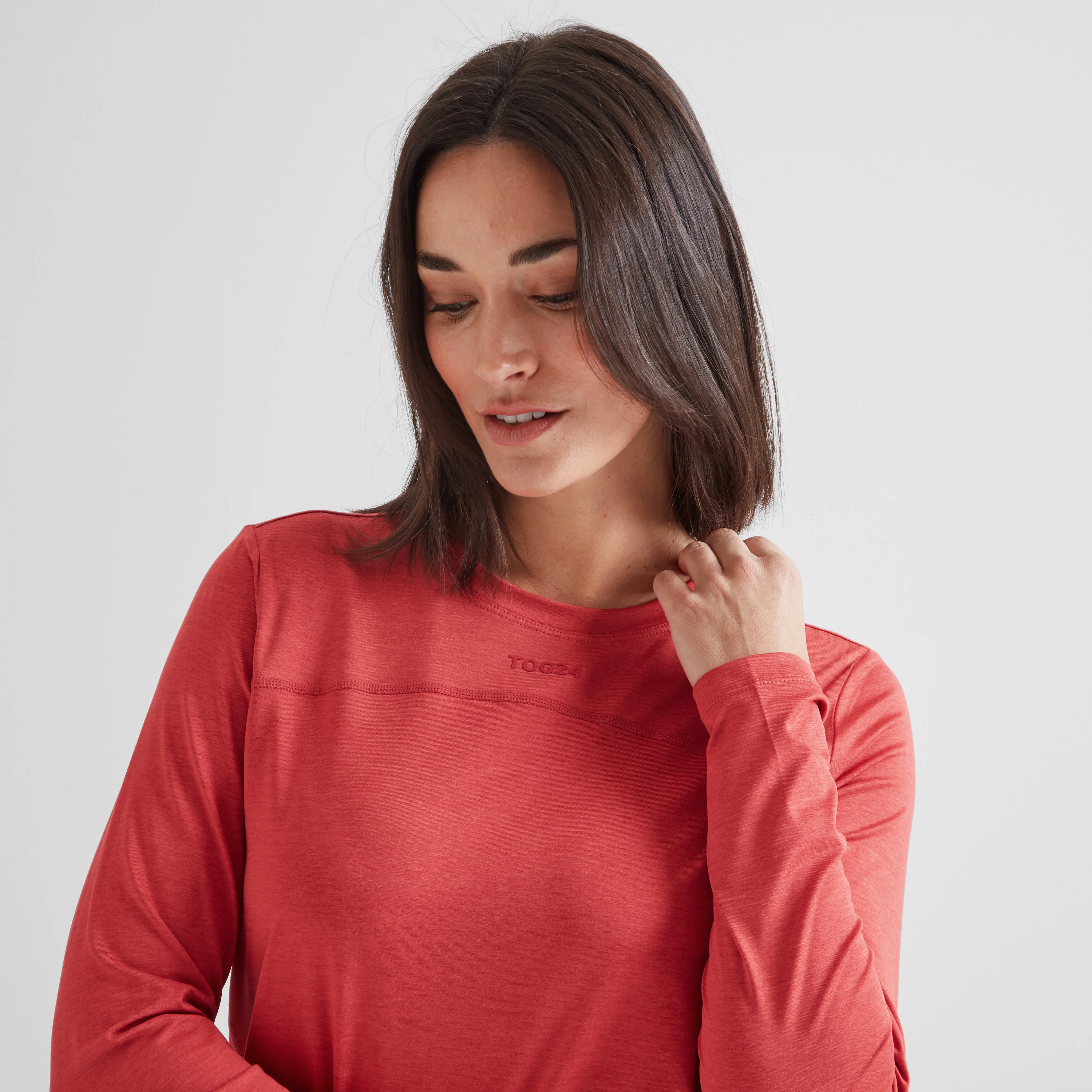 Blakely Womens Long Sleeve Performance Top - Cranberry Marl - Image 6