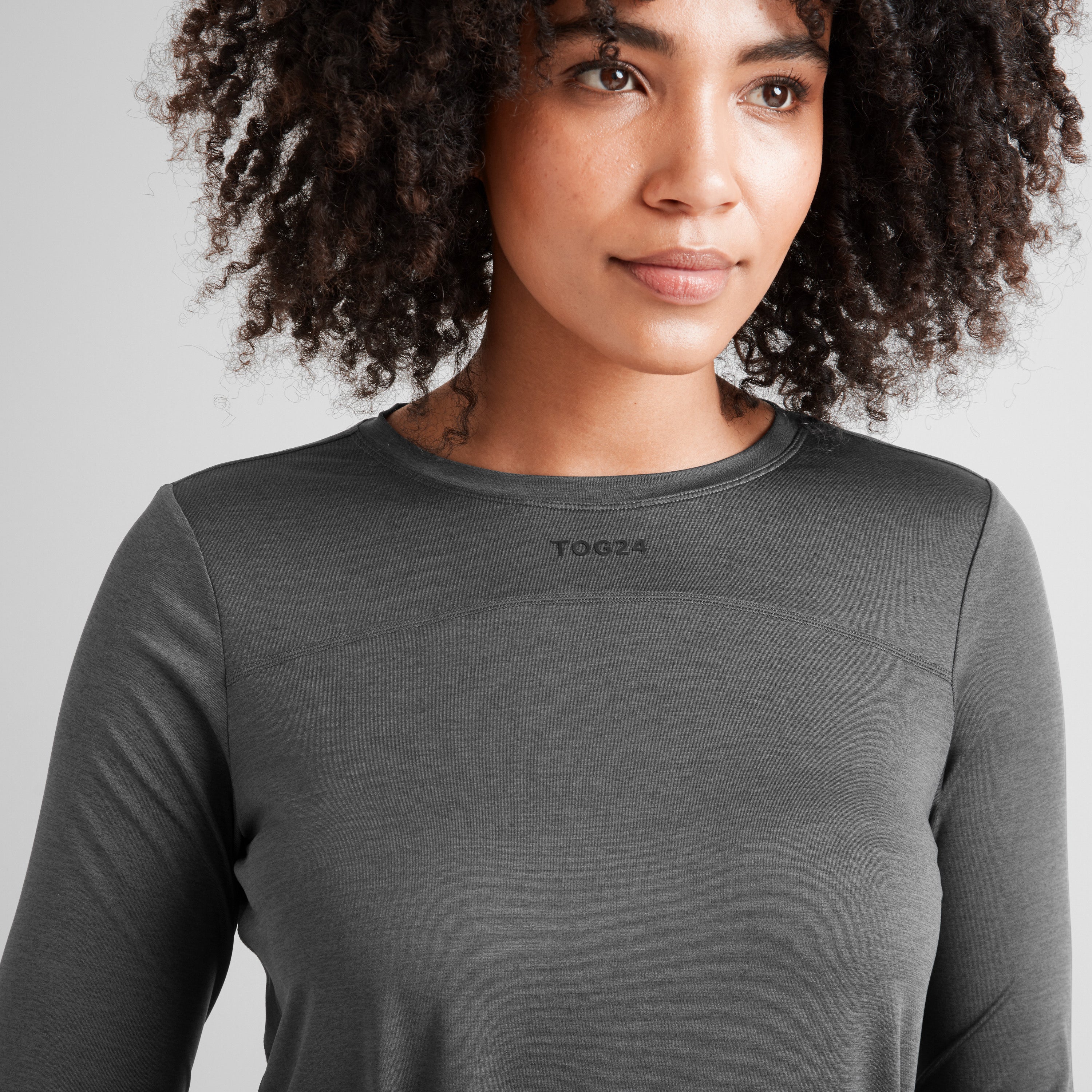 Blakely Womens Long Sleeve Performance Top - Dark Grey Marl - Image 5