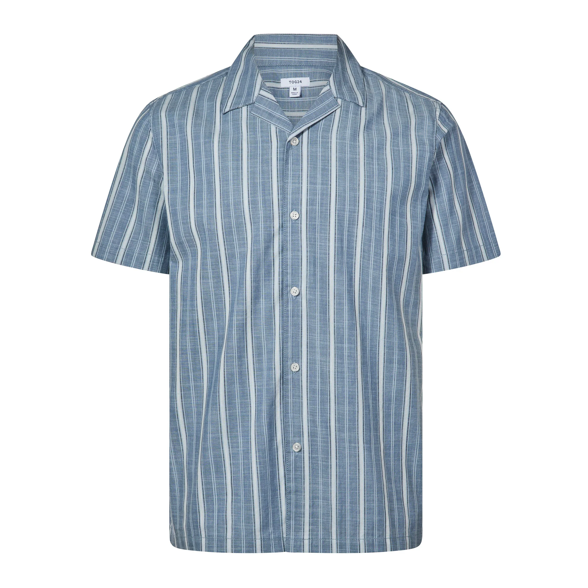 Boldon Mens 100% Cotton Supersoft Short Sleeve Shirt - Light Blue Stripe - Image 6