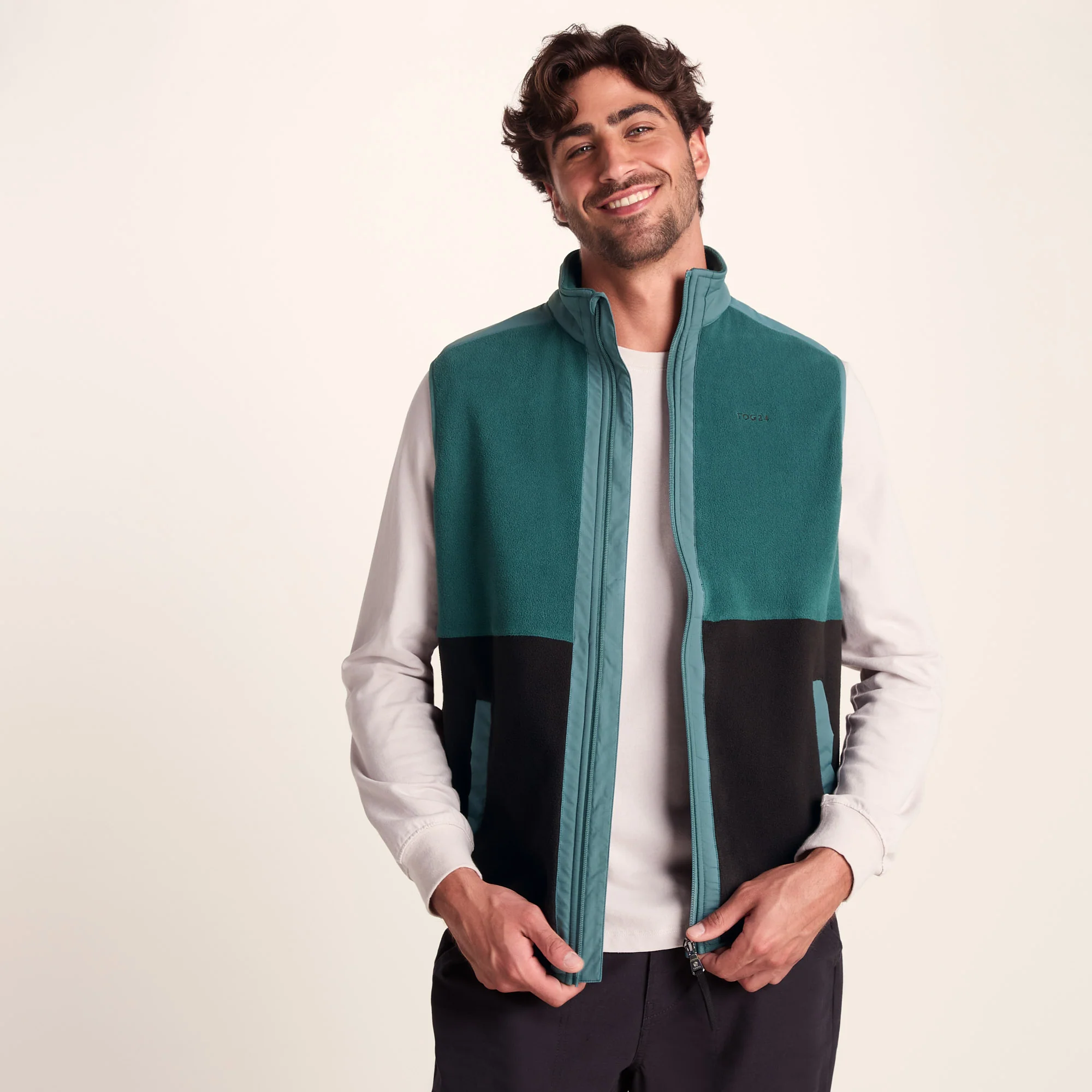 Boltby Mens Relaxed Fit Microfleece Gilet - Hydro Blue/Black - Image 5
