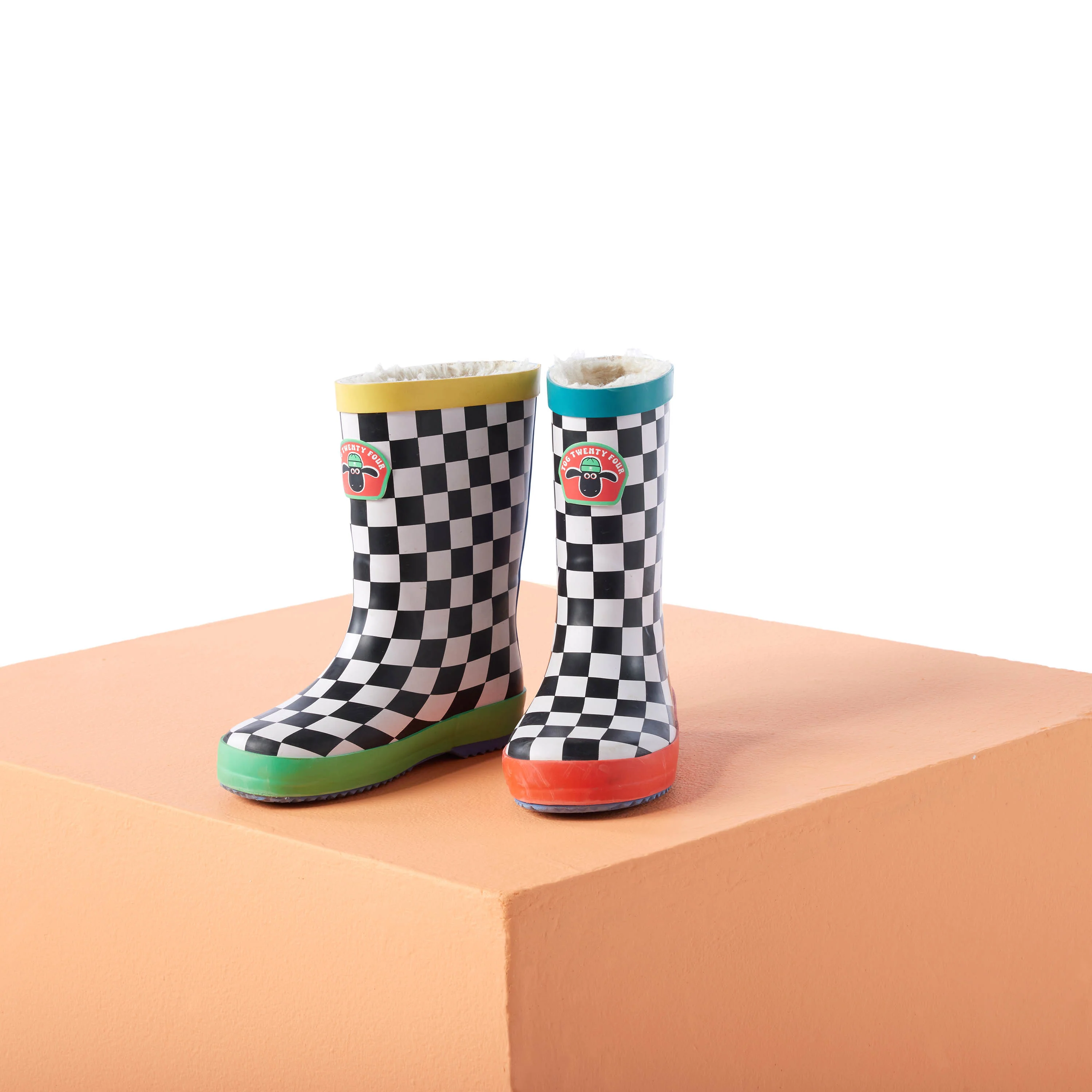 Border Kids Shaun the Sheep Wellies - Black White Checkerboard - Image 5