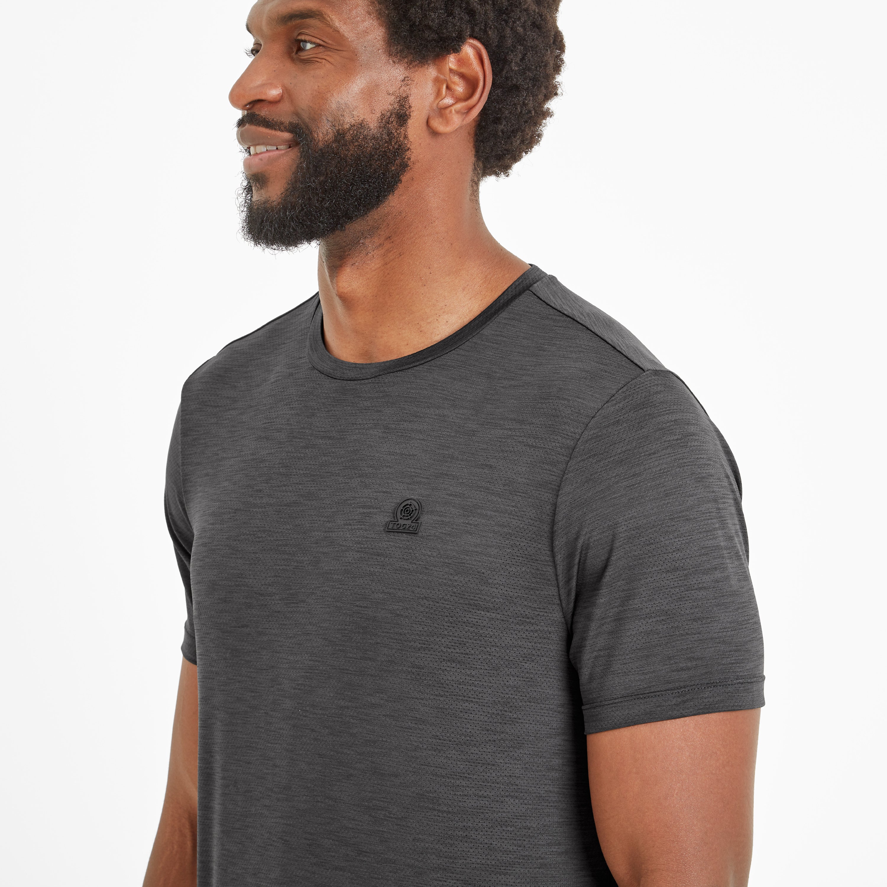 Boyton Mens Tech Short Sleeve Top - Black Marl - Image 2