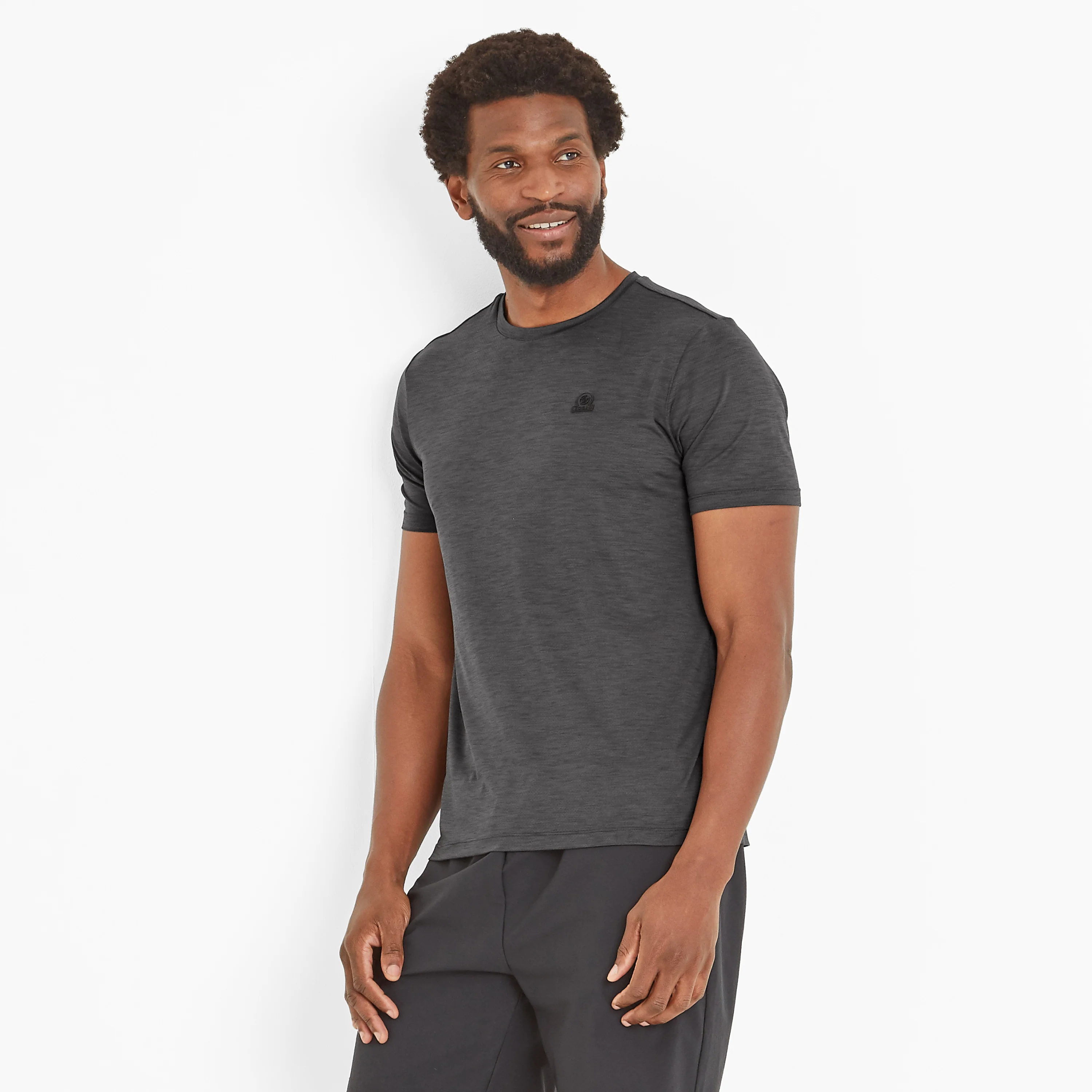 Boyton Mens Tech Short Sleeve Top - Black Marl - Image 5