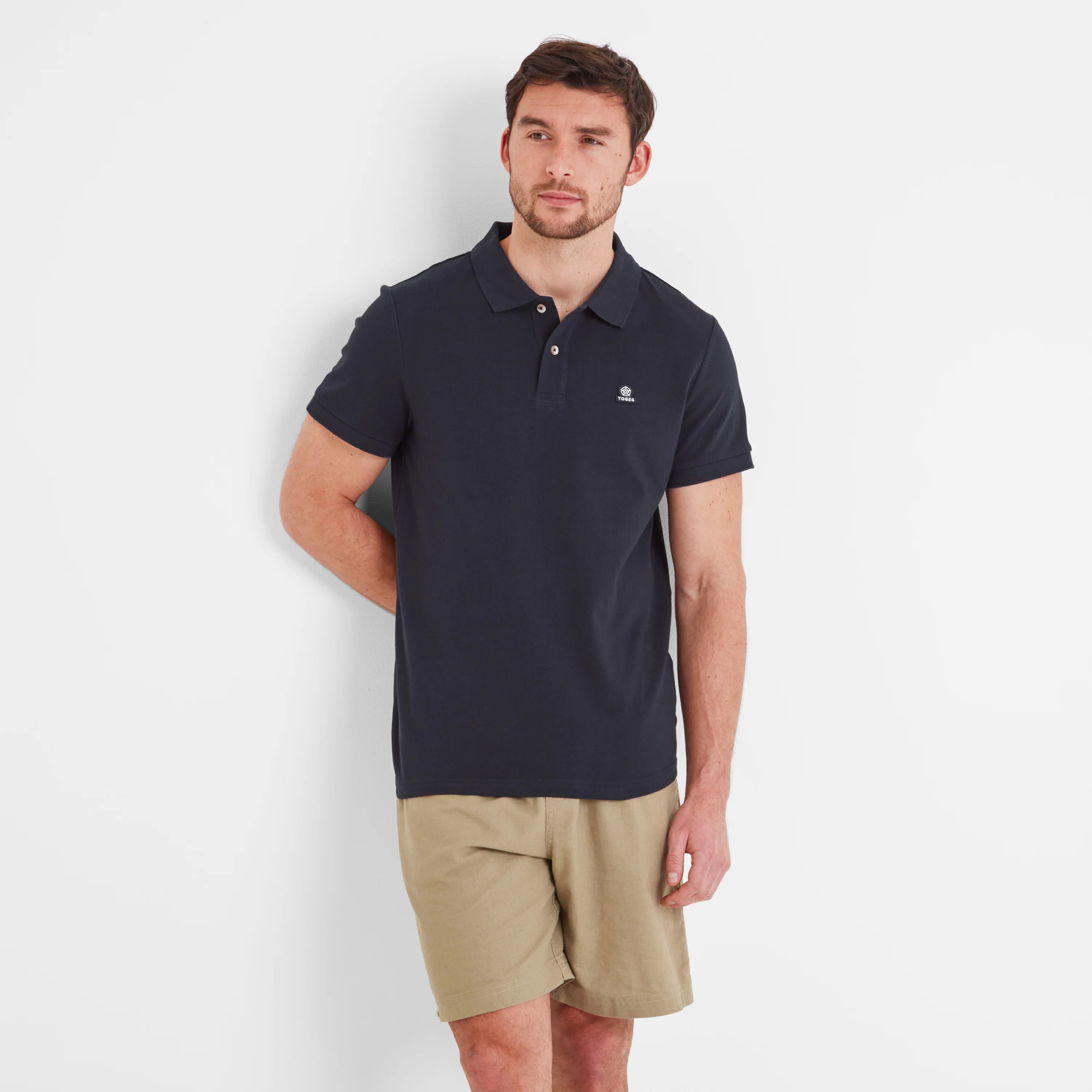 Braunton Mens 100% Cotton Pique Polo Shirt - Dark Indigo - Image 2