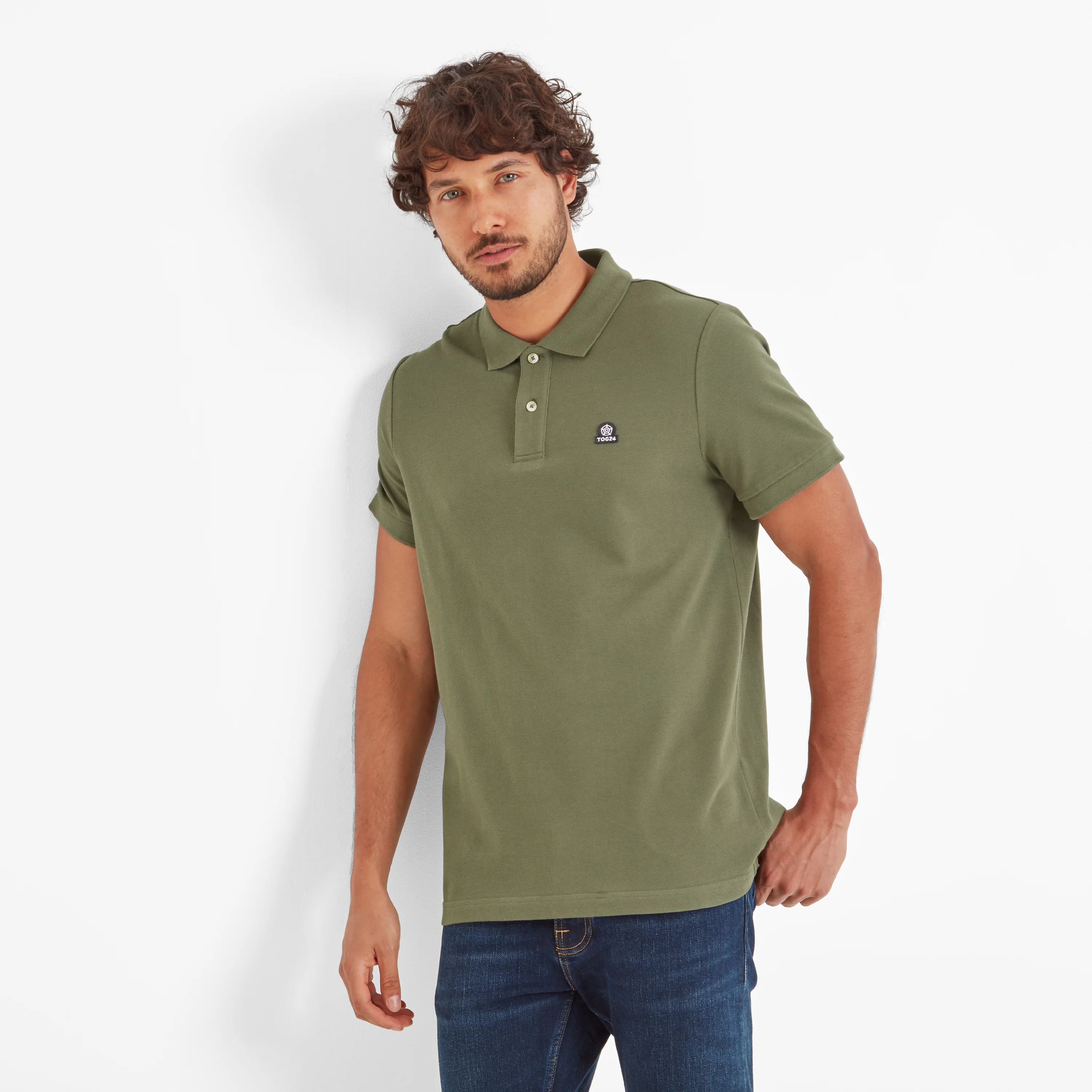 Braunton Mens 100% Cotton Pique Polo Shirt - Forage Green - Image 2