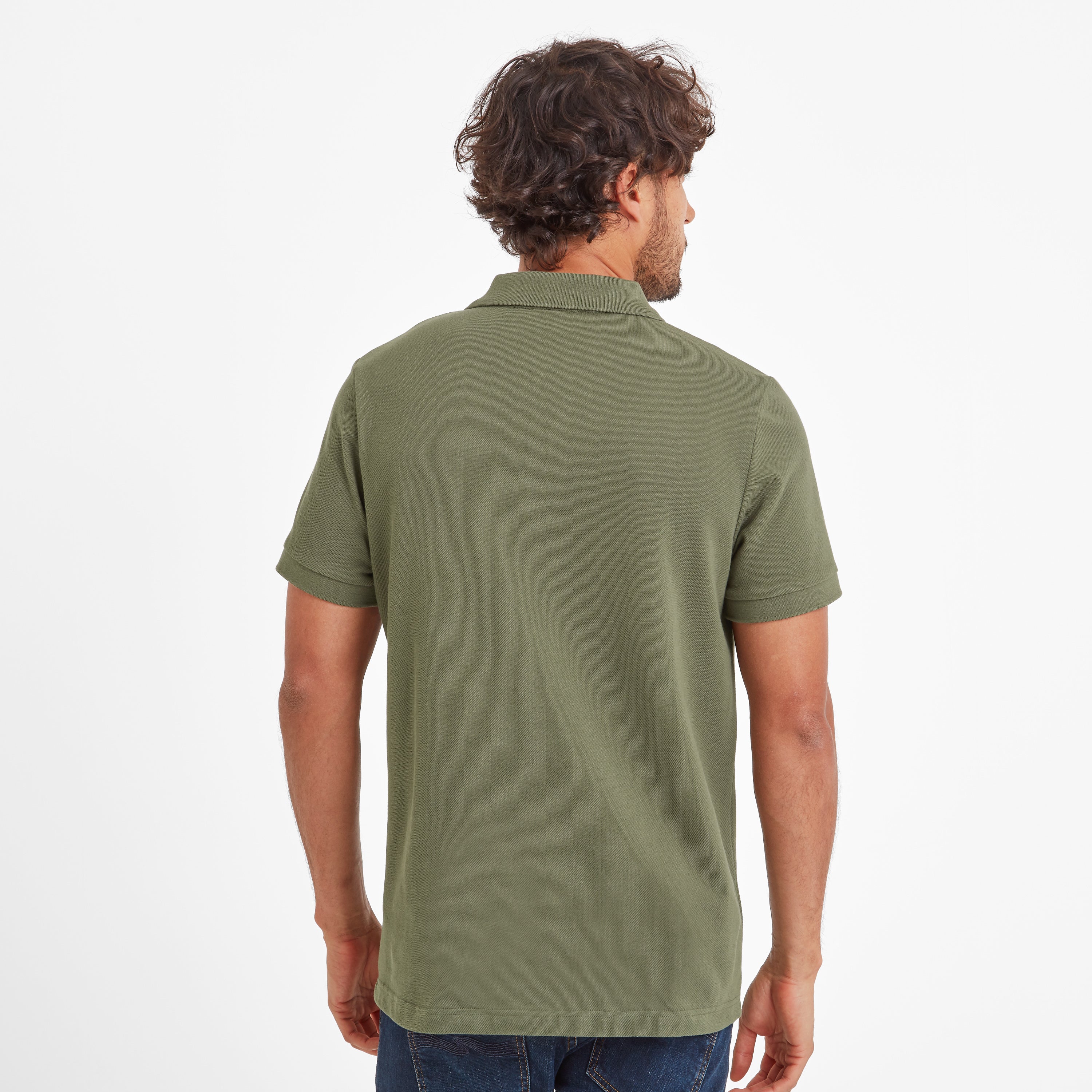 Braunton Mens 100% Cotton Pique Polo Shirt - Forage Green - Image 3