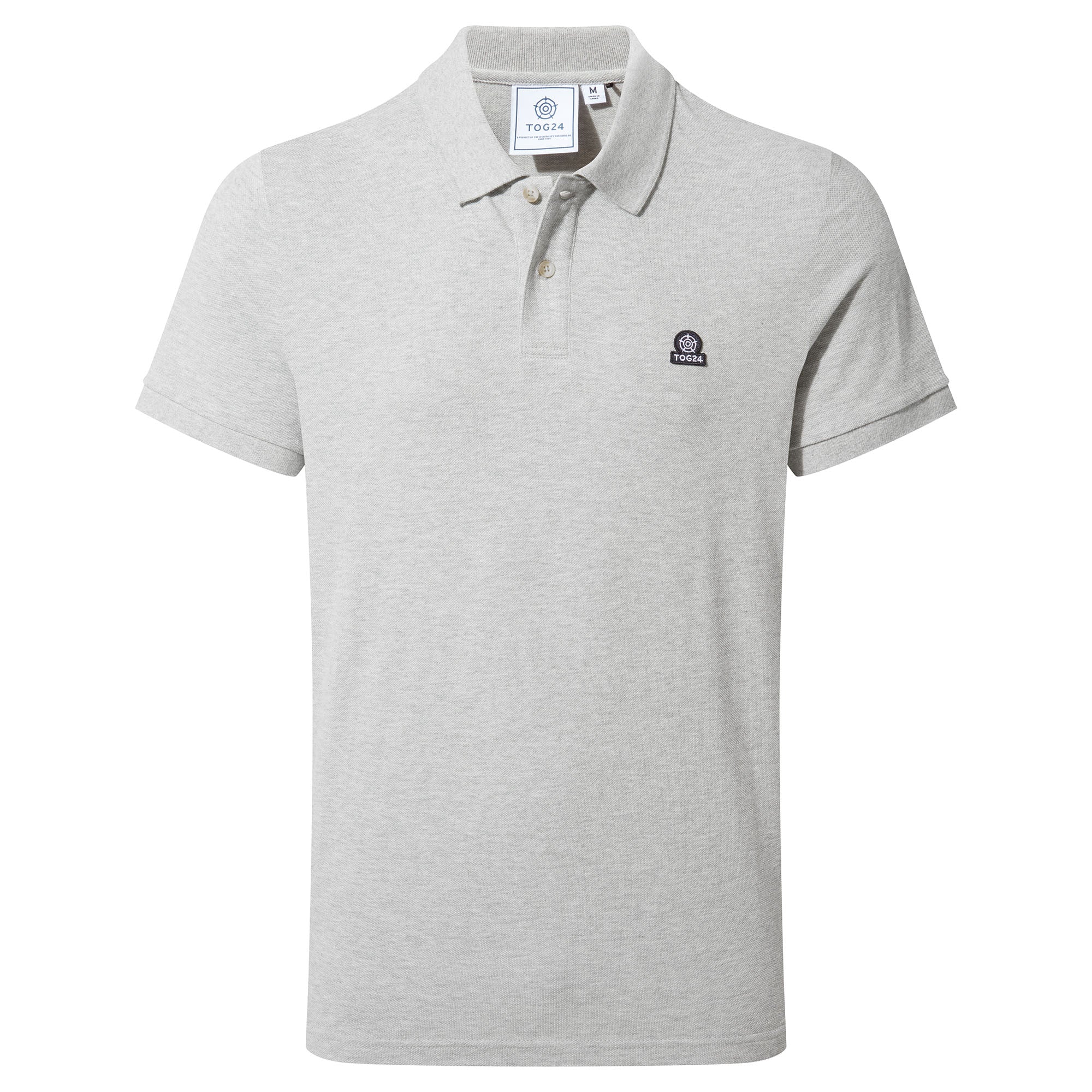 Braunton Mens 100% Cotton Pique Polo Shirt - Light Grey Marl - Image 5