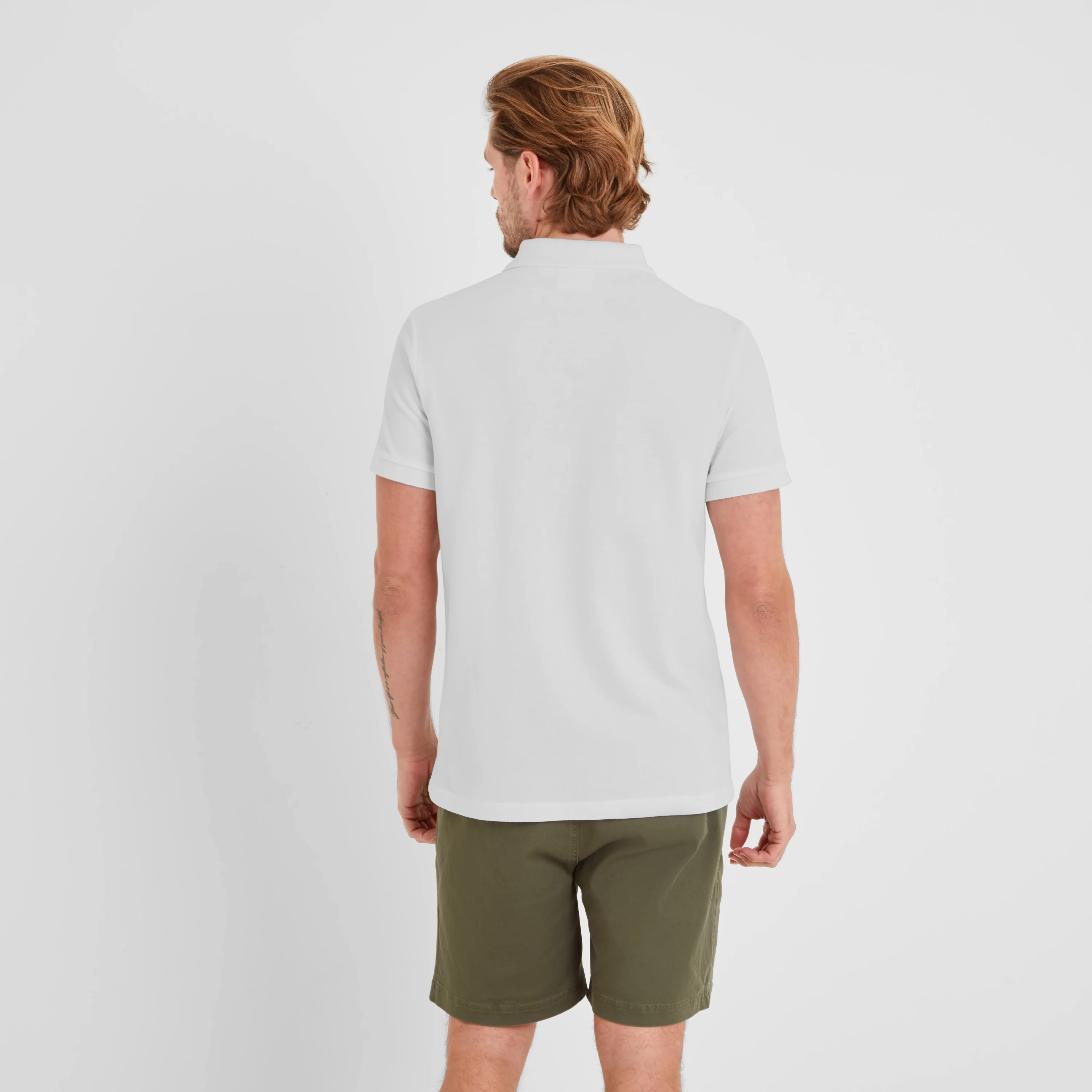 Braunton Mens 100% Cotton Pique Polo Shirt - Optic White - Image 3