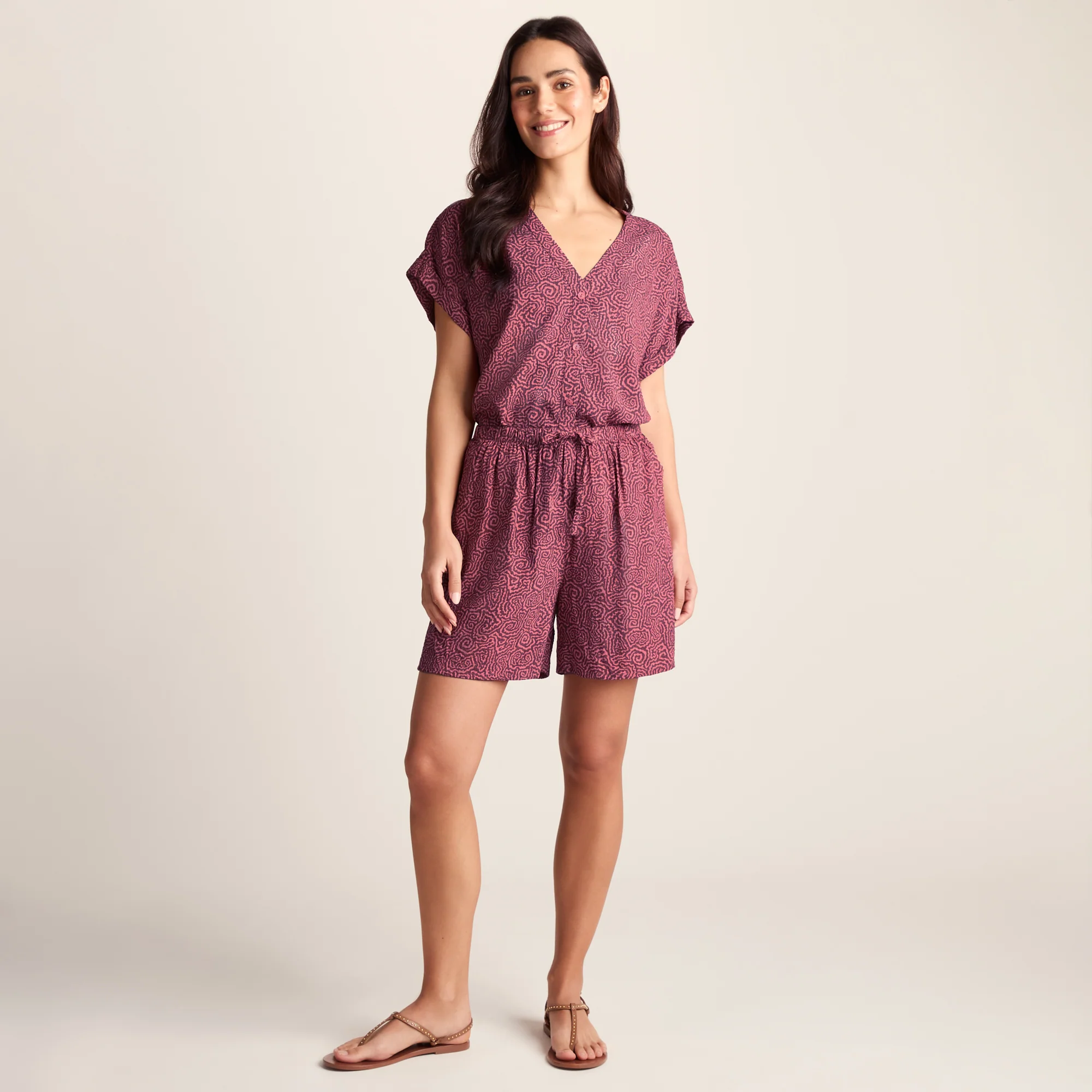 Callie Womens Ecoverse Shorts - Black Raspberry Wiggle Print - Image 2