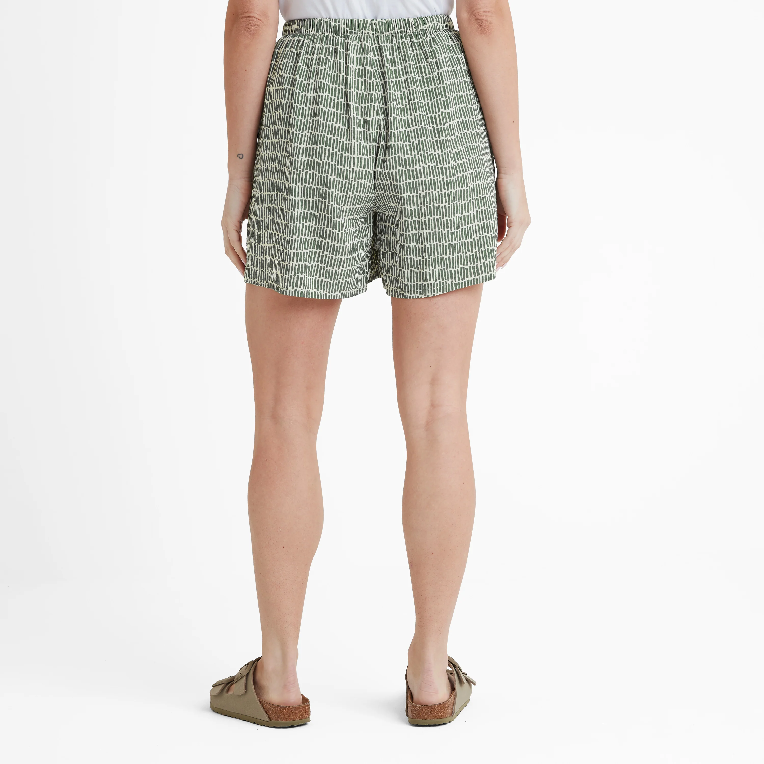 Callie Womens Ecoverse Shorts - Green Dash Print - Image 3