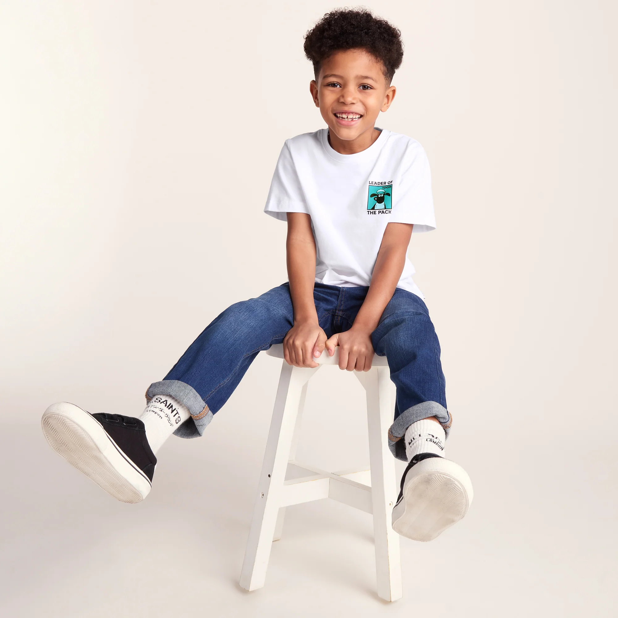 Cameroon Kids Shaun the Sheep T-Shirt - Optic White/Spearmint Green - Image 4