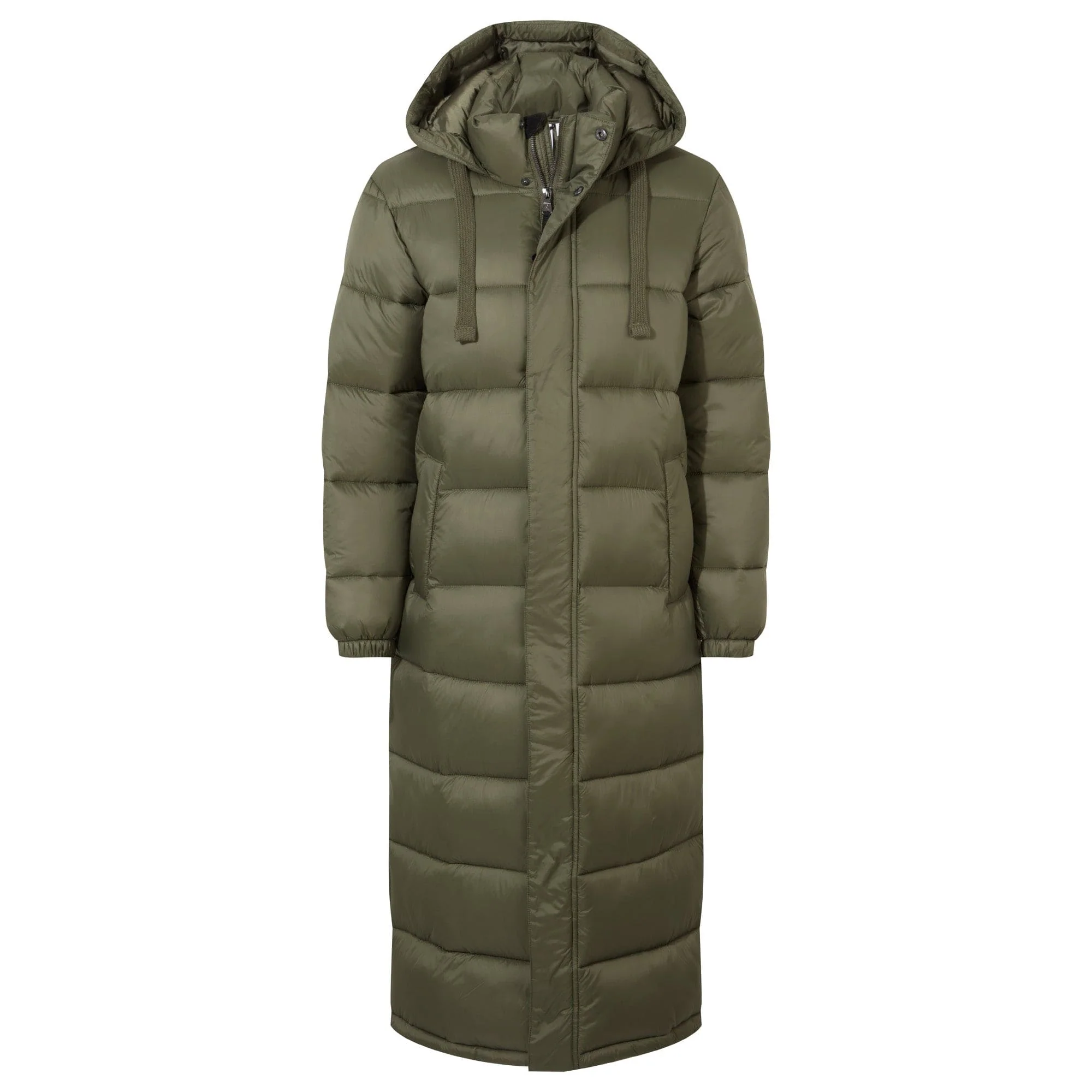 Cautley Womens Long Padded Shower Resistant Jacket - Khaki - Image 10