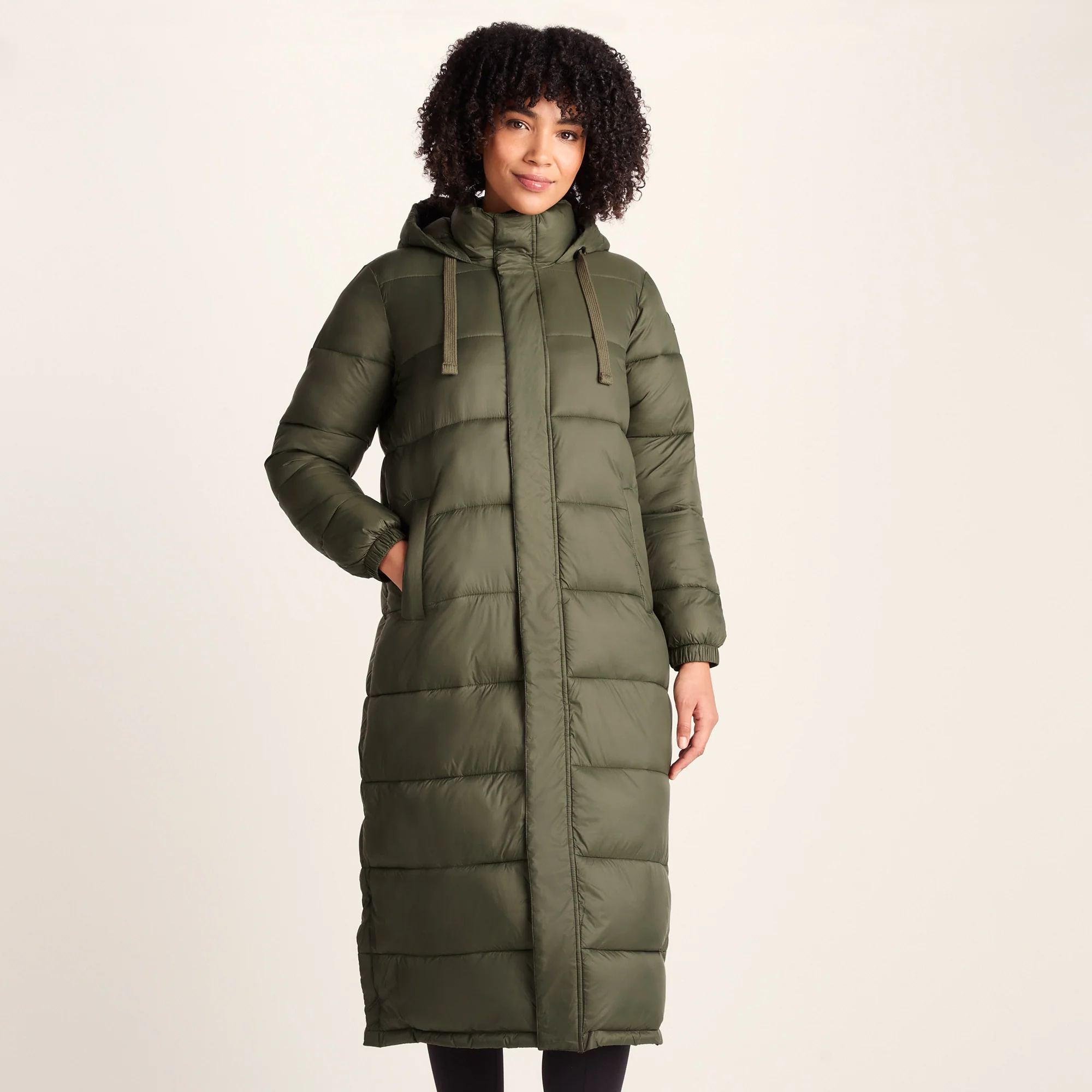 Cautley Womens Long Padded Shower Resistant Jacket - Khaki - Image 5