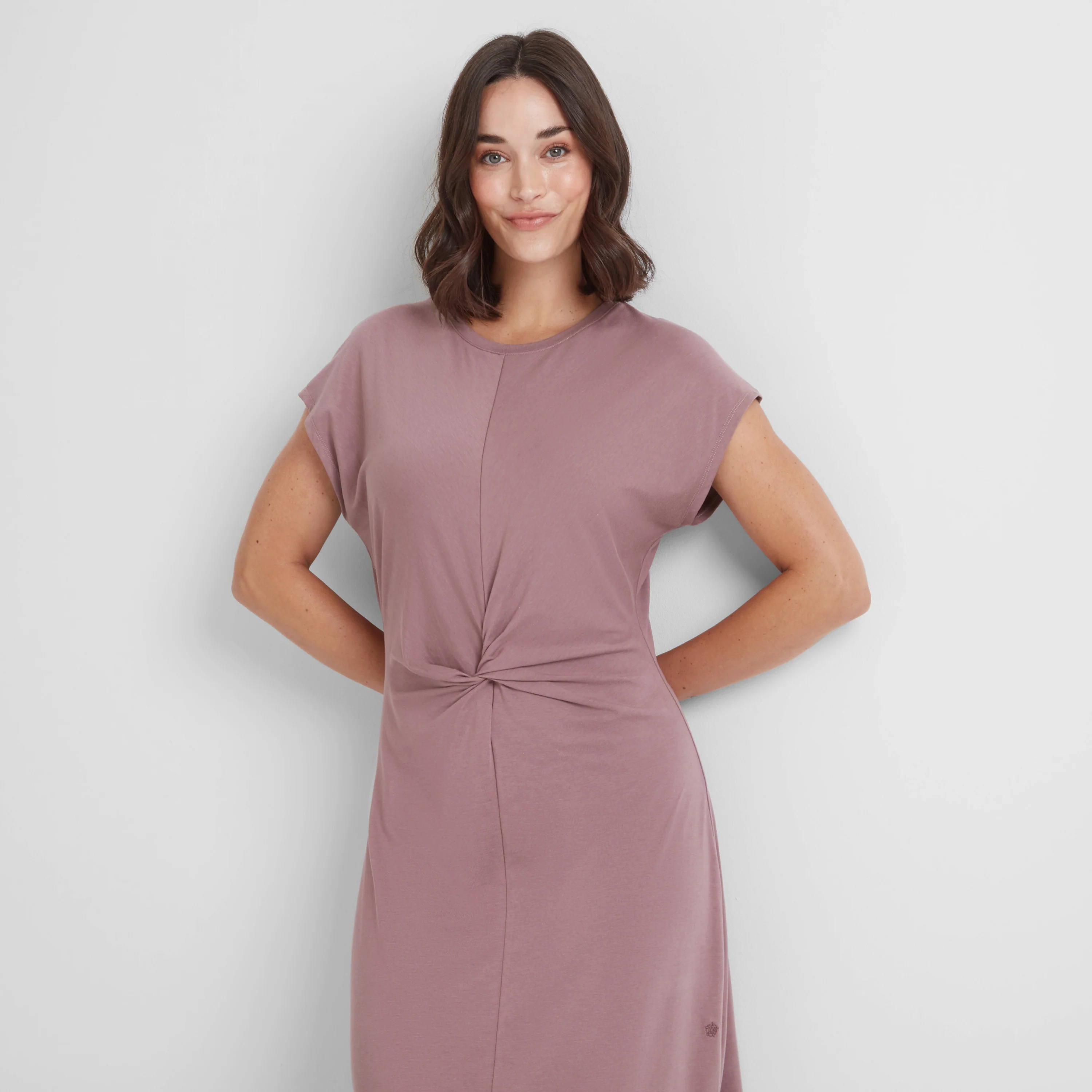Claire Womens Supersoft Jersey Dress - Mauve - Image 3