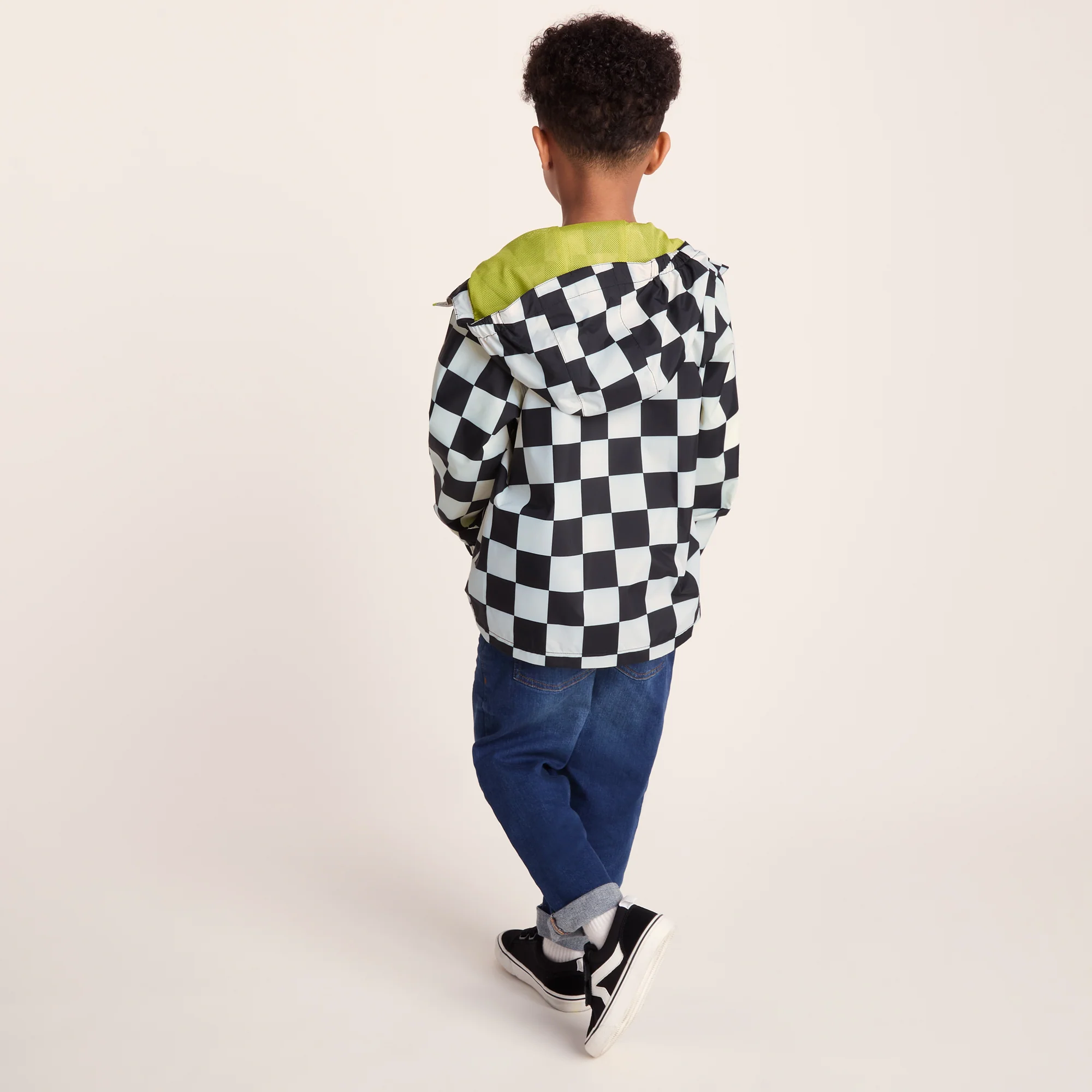 Cohampshire Kids Shaun the Sheep Waterproof Jacket - Black White Checkerboard - Image 3