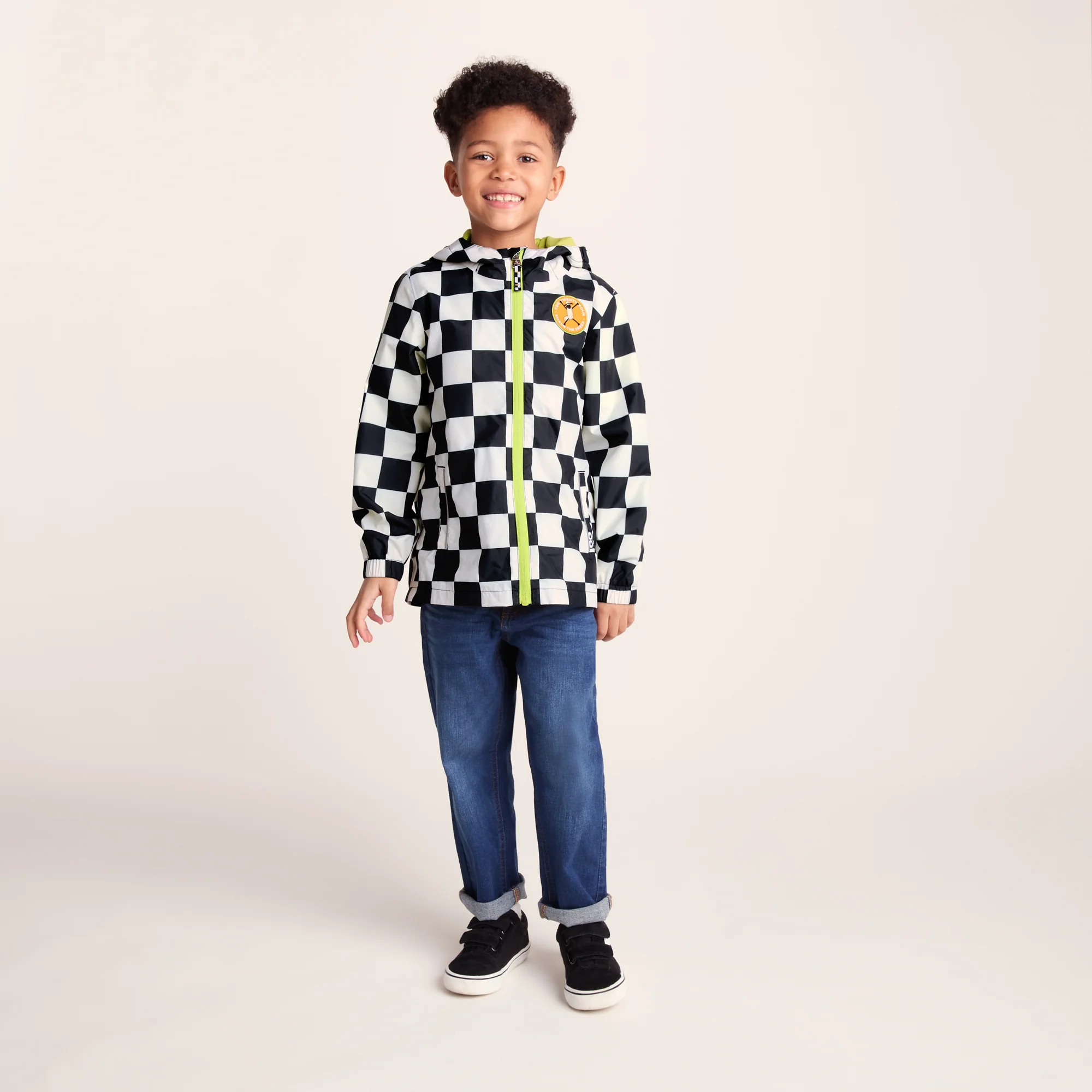 Cohampshire Kids Shaun the Sheep Waterproof Jacket - Black White Checkerboard - Image 7