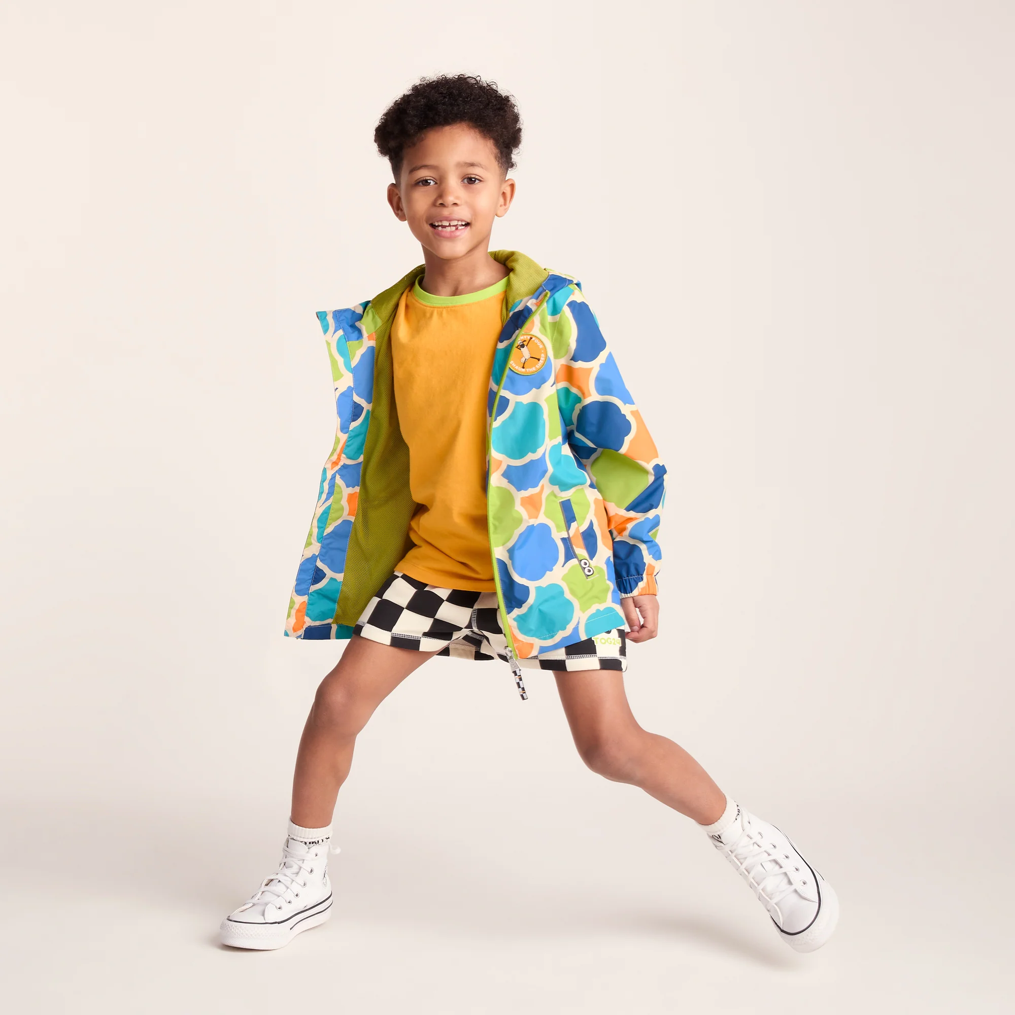 Cohampshire Kids Shaun the Sheep Waterproof Jacket - Lime Cloud Print - Image 2