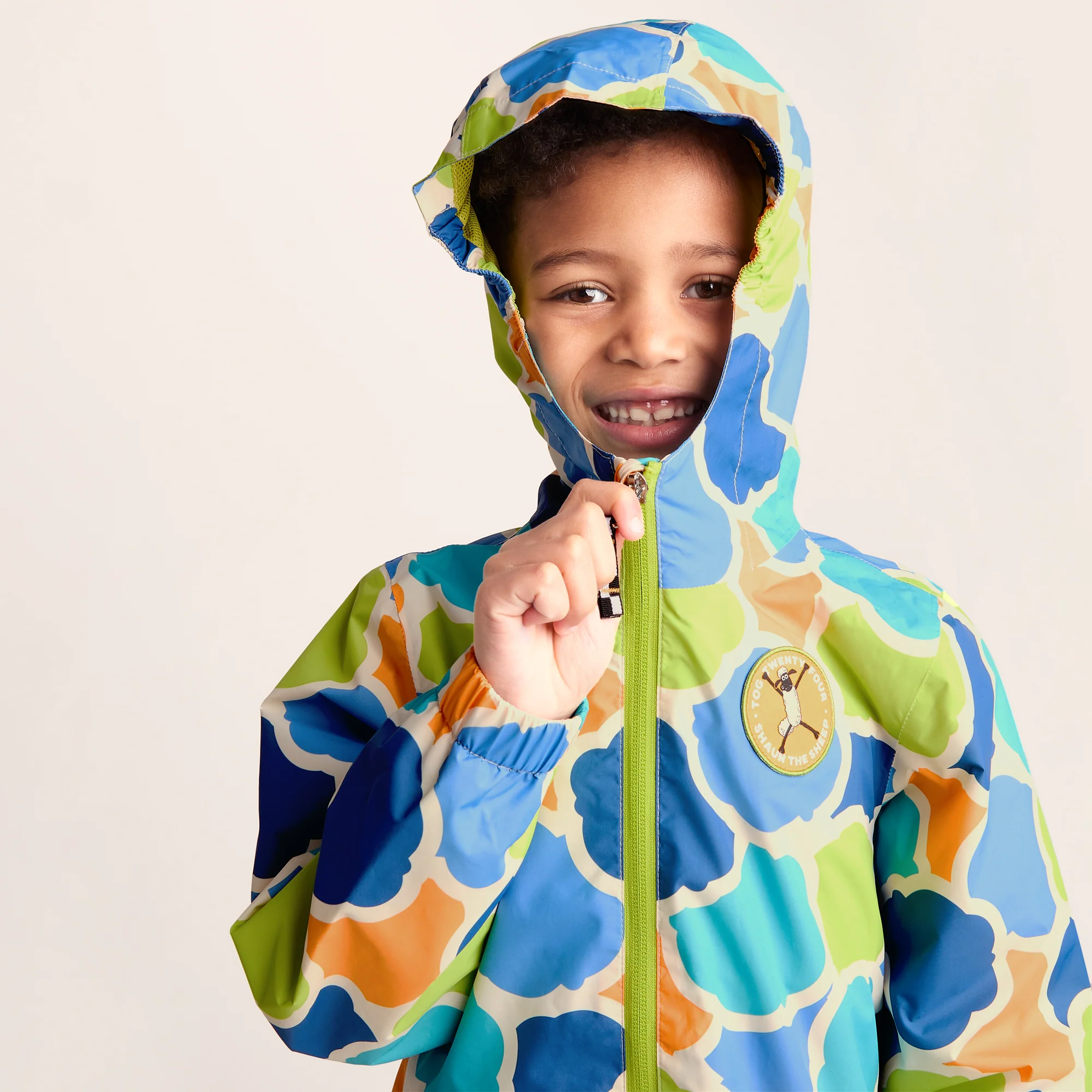 Cohampshire Kids Shaun the Sheep Waterproof Jacket - Lime Cloud Print - Image 5