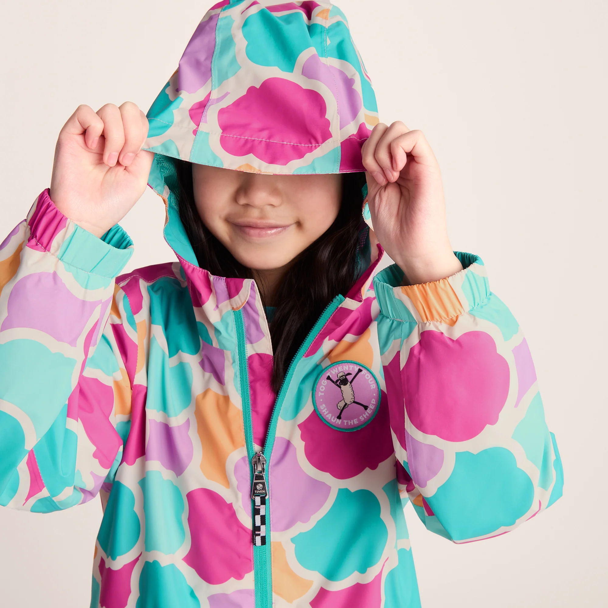 Cohampshire Kids Shaun the Sheep Waterproof Jacket - Pink Cloud Print - Image 5