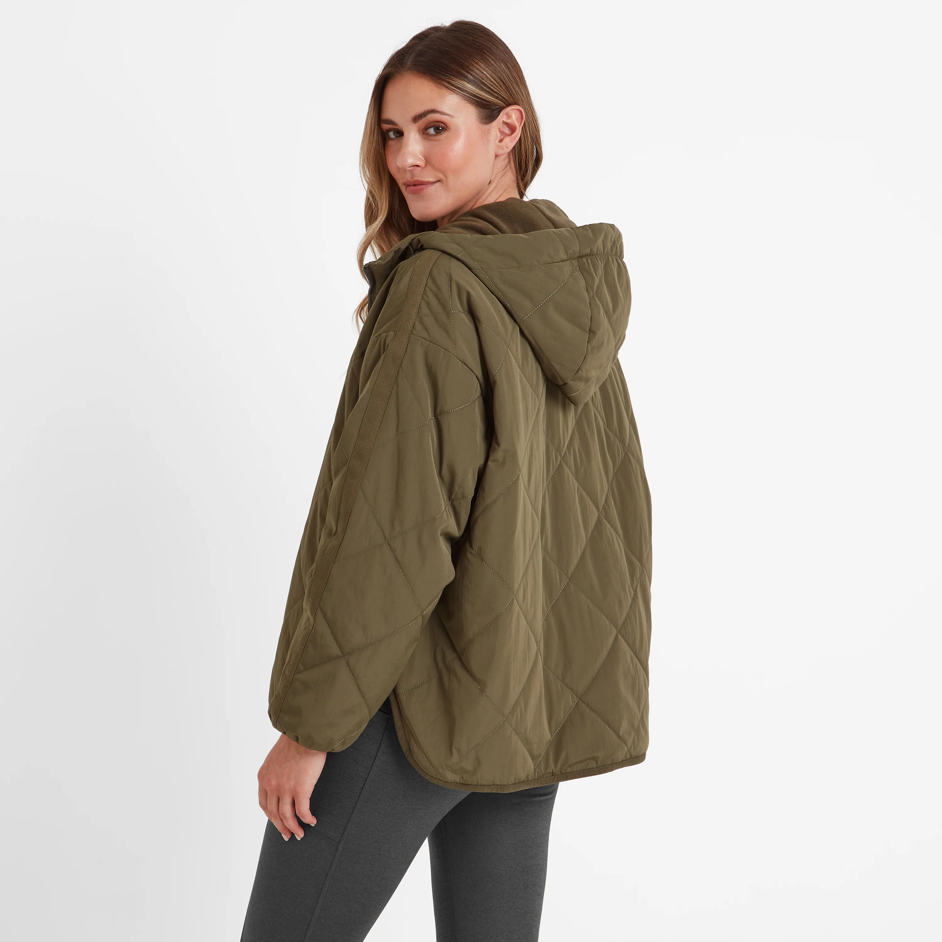 Corlae Womens Oversized Shower Resistant Insulated Jacket - Khaki - Image 2