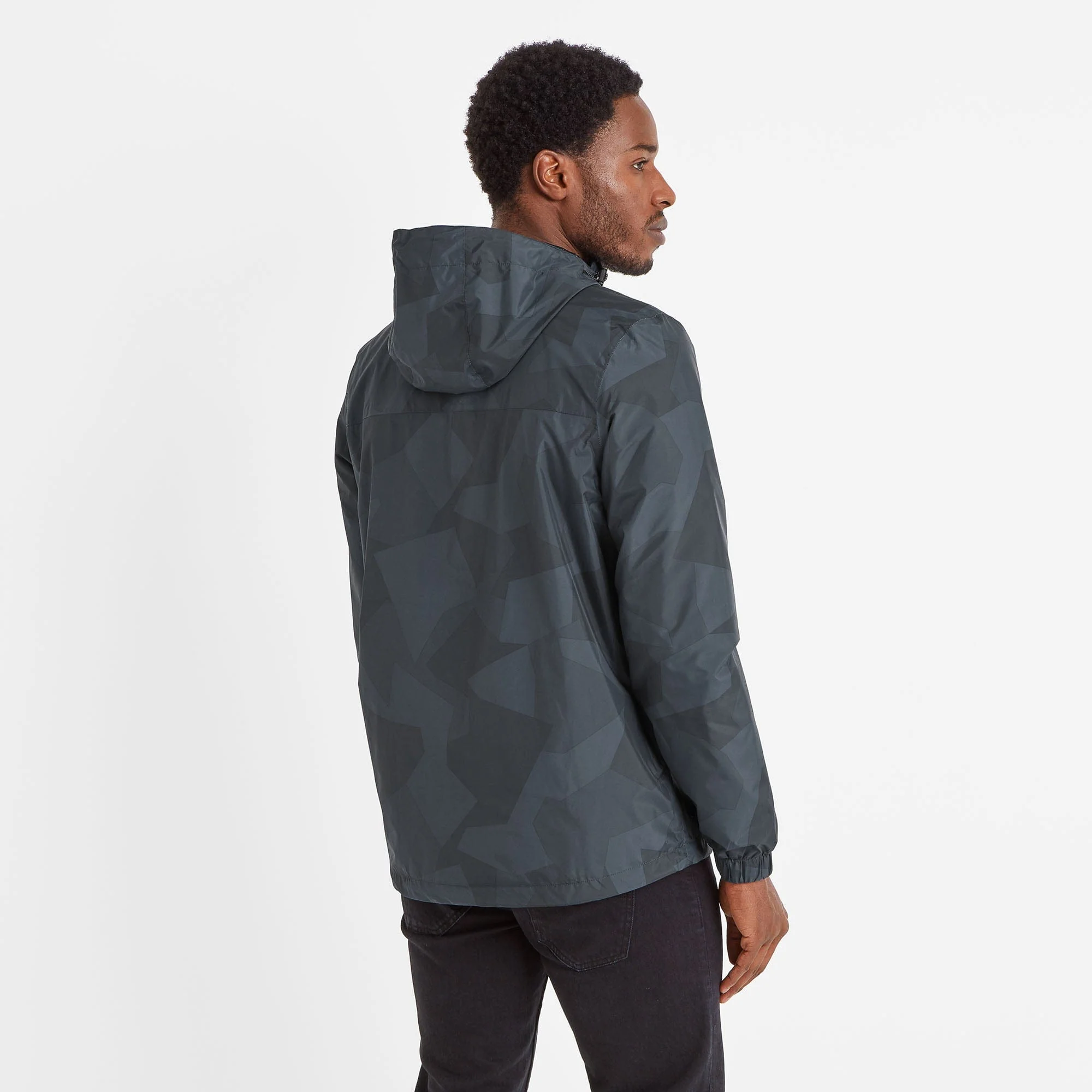 Craven Mens Waterproof Packaway Jacket - Dark Indigo Block Camo Print - Image 2