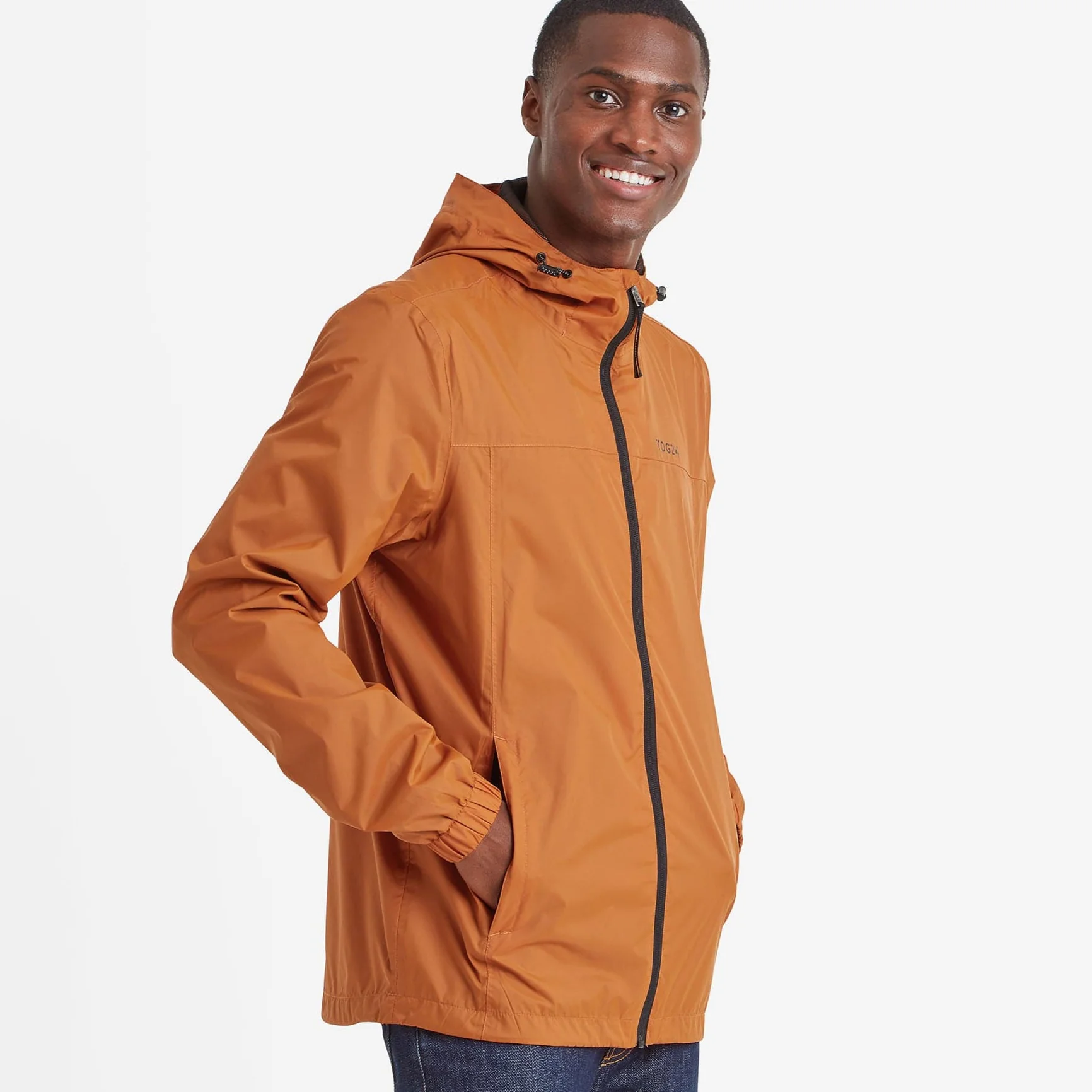 Craven Mens Waterproof Packaway Jacket - Dark Orange - Image 2