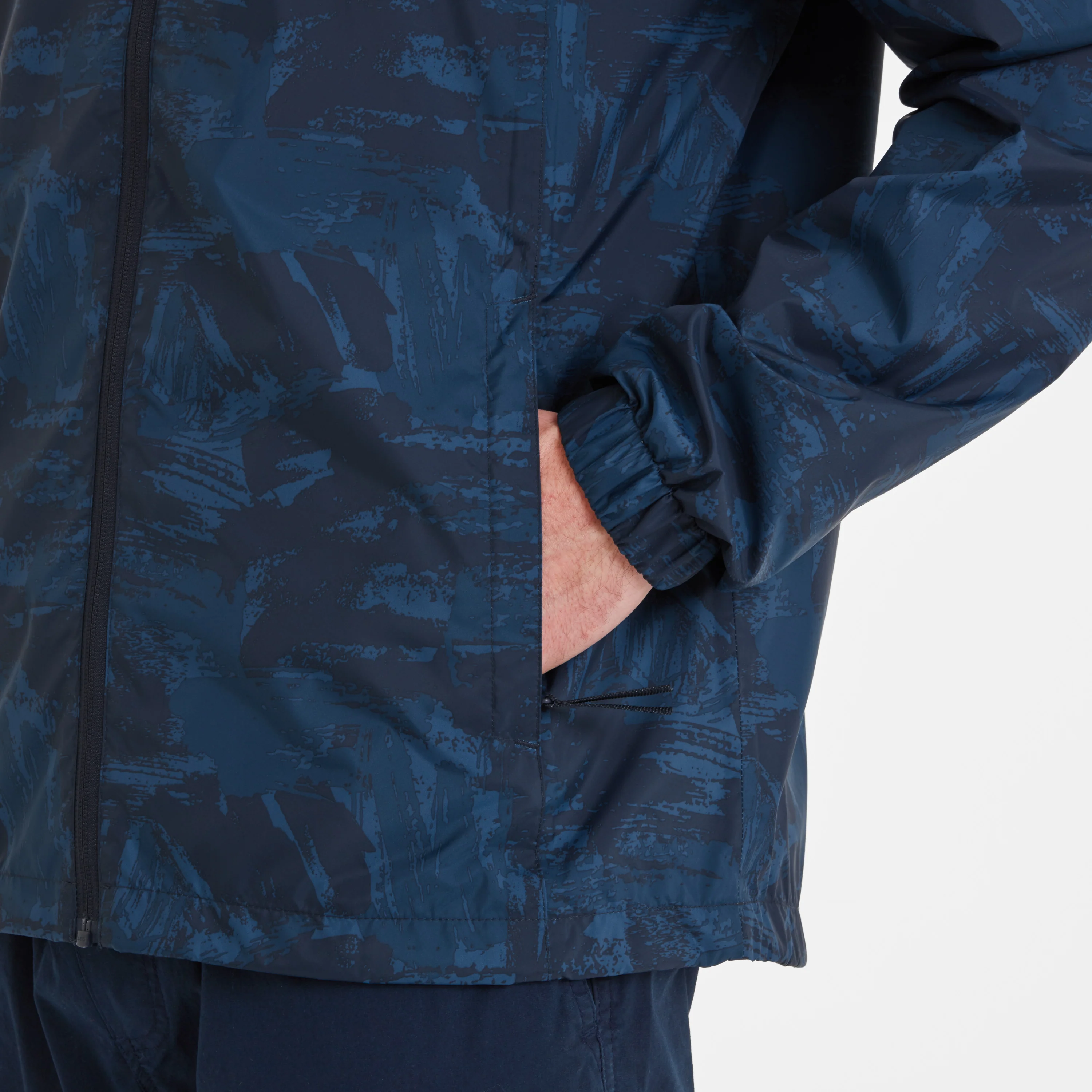 Craven Mens Waterproof Packaway Jacket - Dk Indigo Brushstroke Print - Image 5