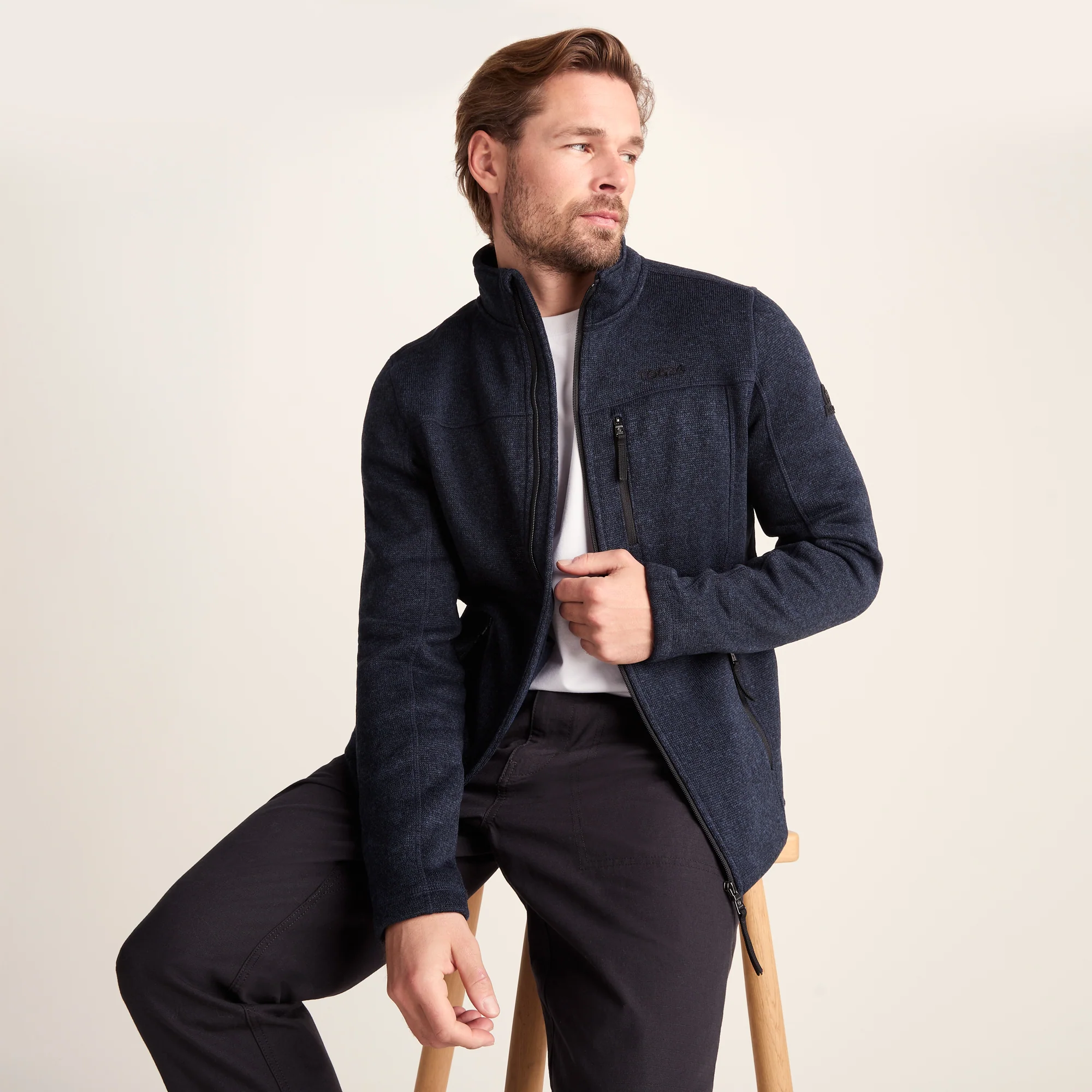 Cresswell Mens Knitlook Fleece Jacket - Dark Indigo Marl - Image 6