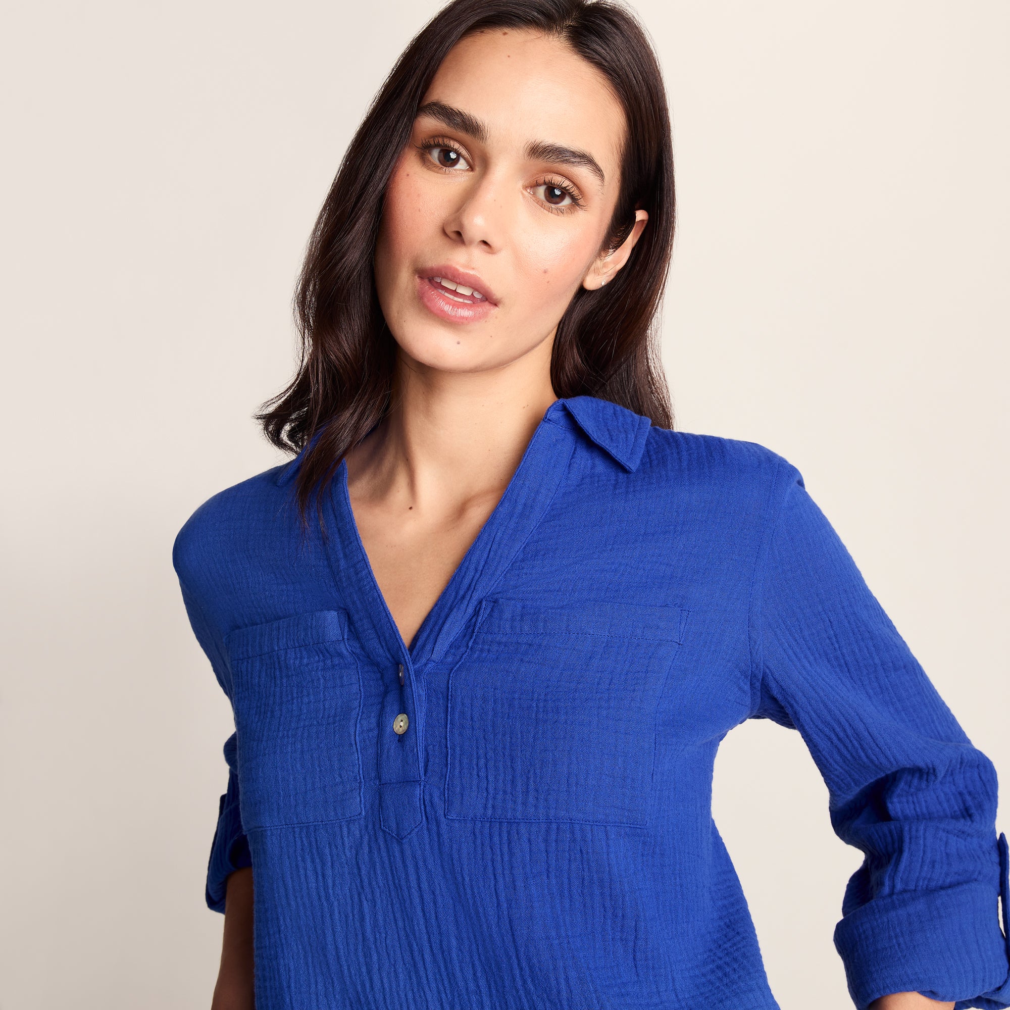 Cruise Womens Long Sleeve 100% Cotton Shirt - Ultramarine Blue - Image 5