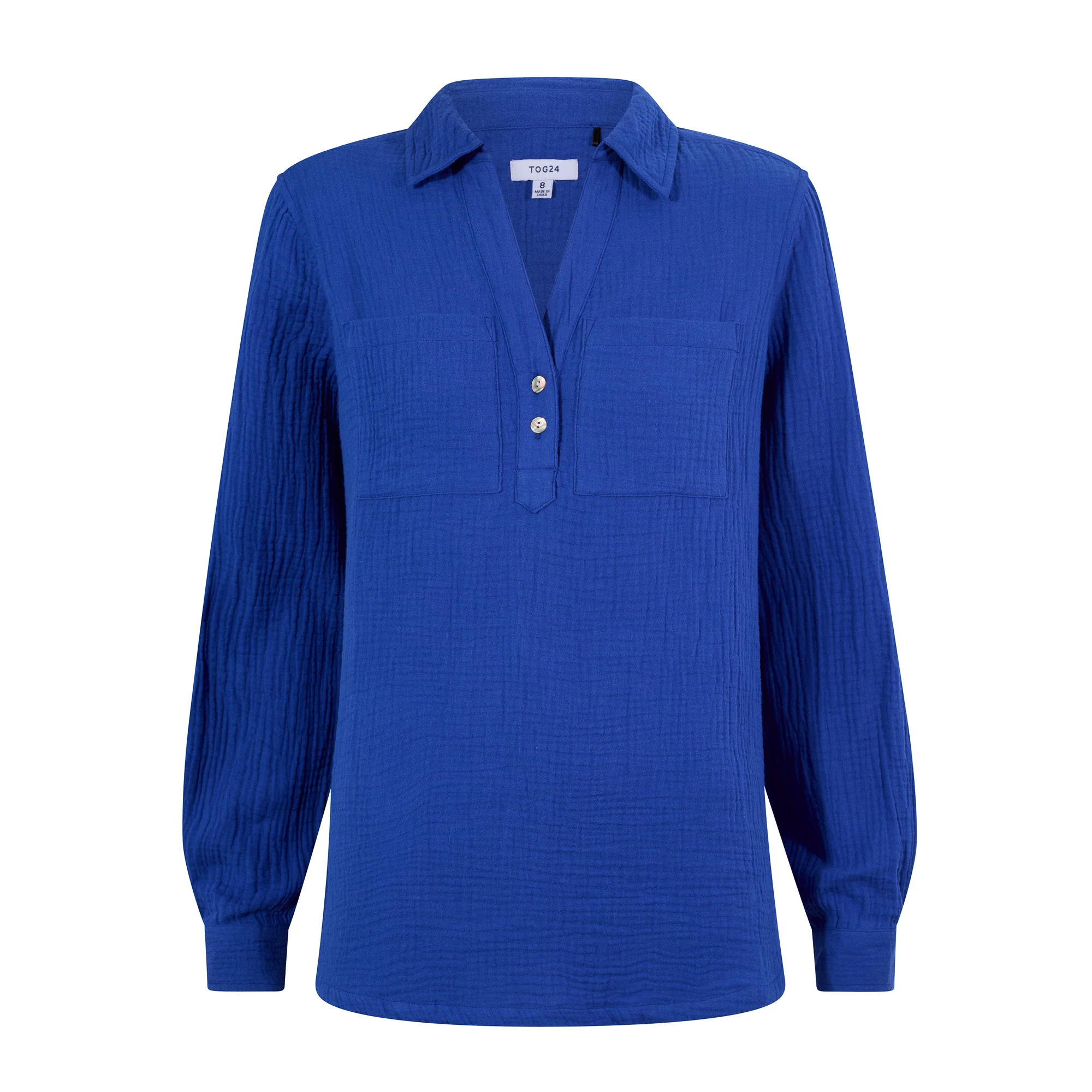 Cruise Womens Long Sleeve 100% Cotton Shirt - Ultramarine Blue - Image 7